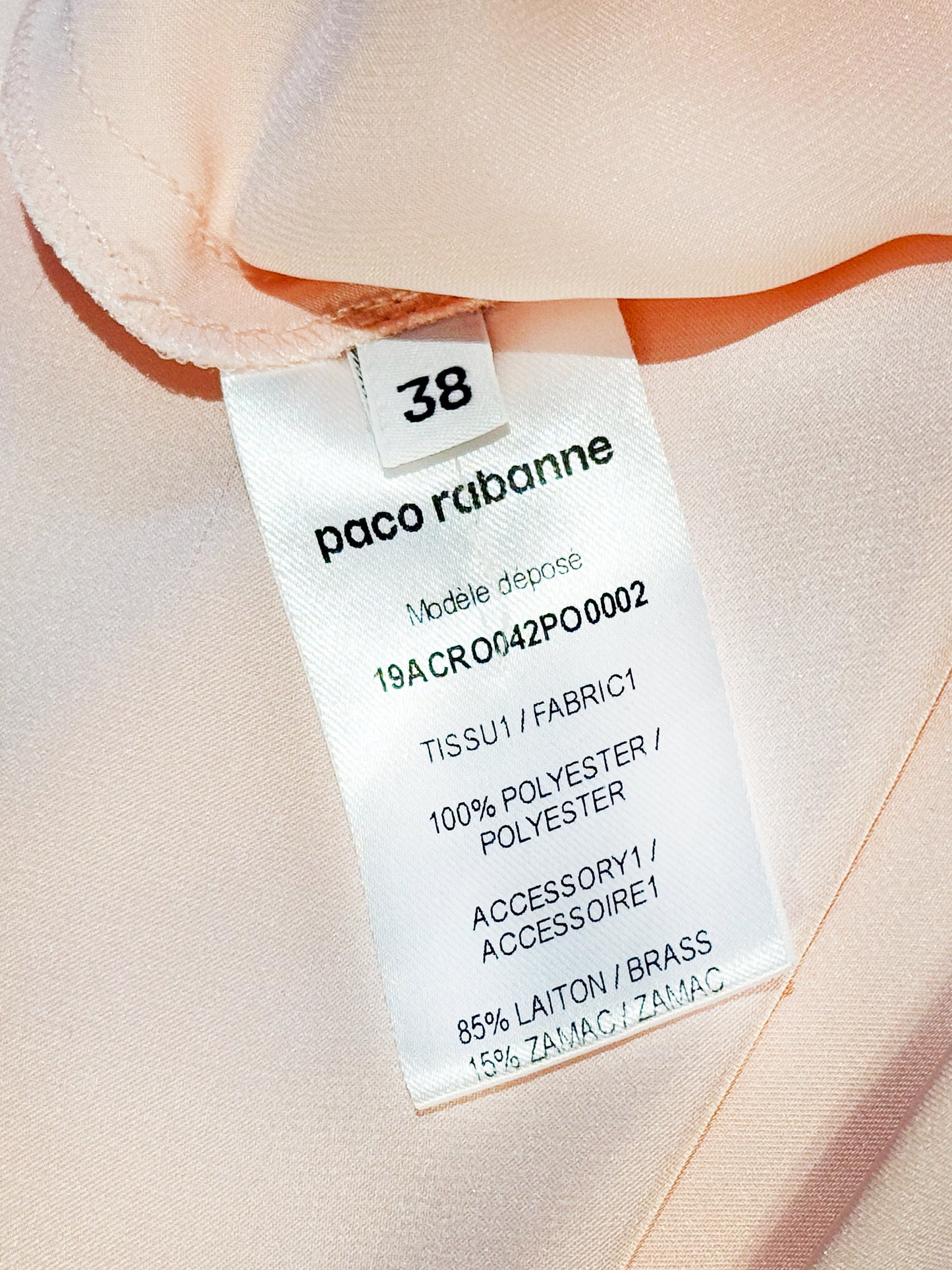 Paco Rabanne 2019 Light Pink Polyester Scoop Neck Slip Dress