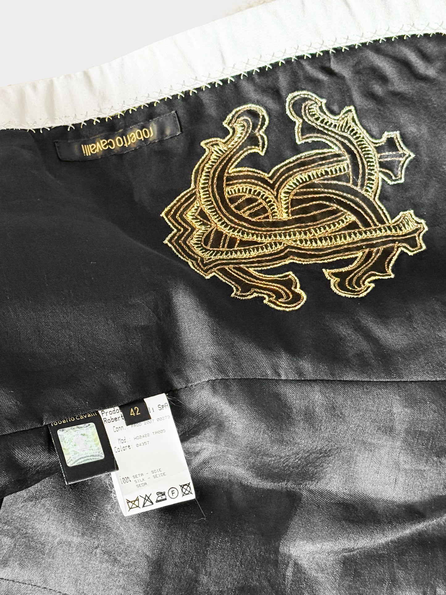 Roberto Cavalli 2000s Green and White Silk Embroidered Jacket