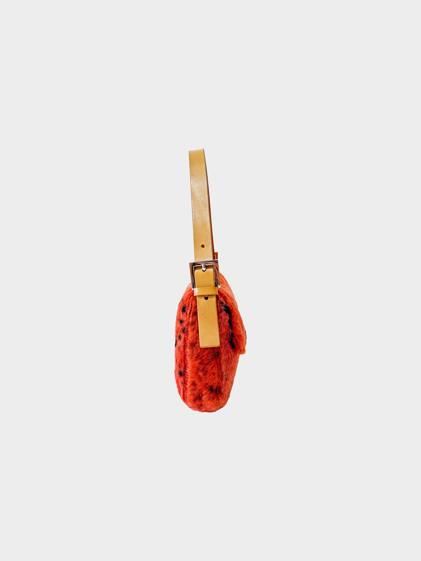 Fendi 2000s Orange Dalmatian Print Pony Hair Baguette