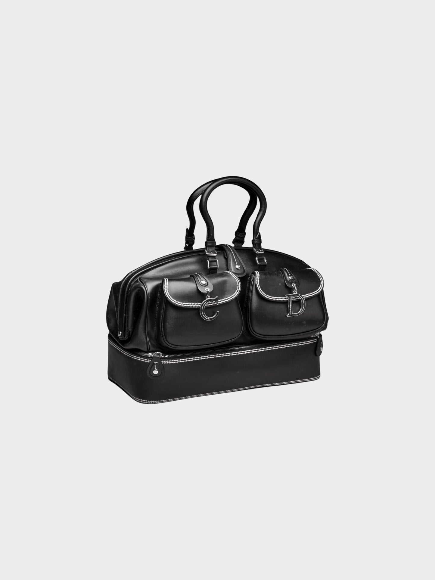Christian Dior by John Galliano 2005 Black Leather Large Detective Handbag