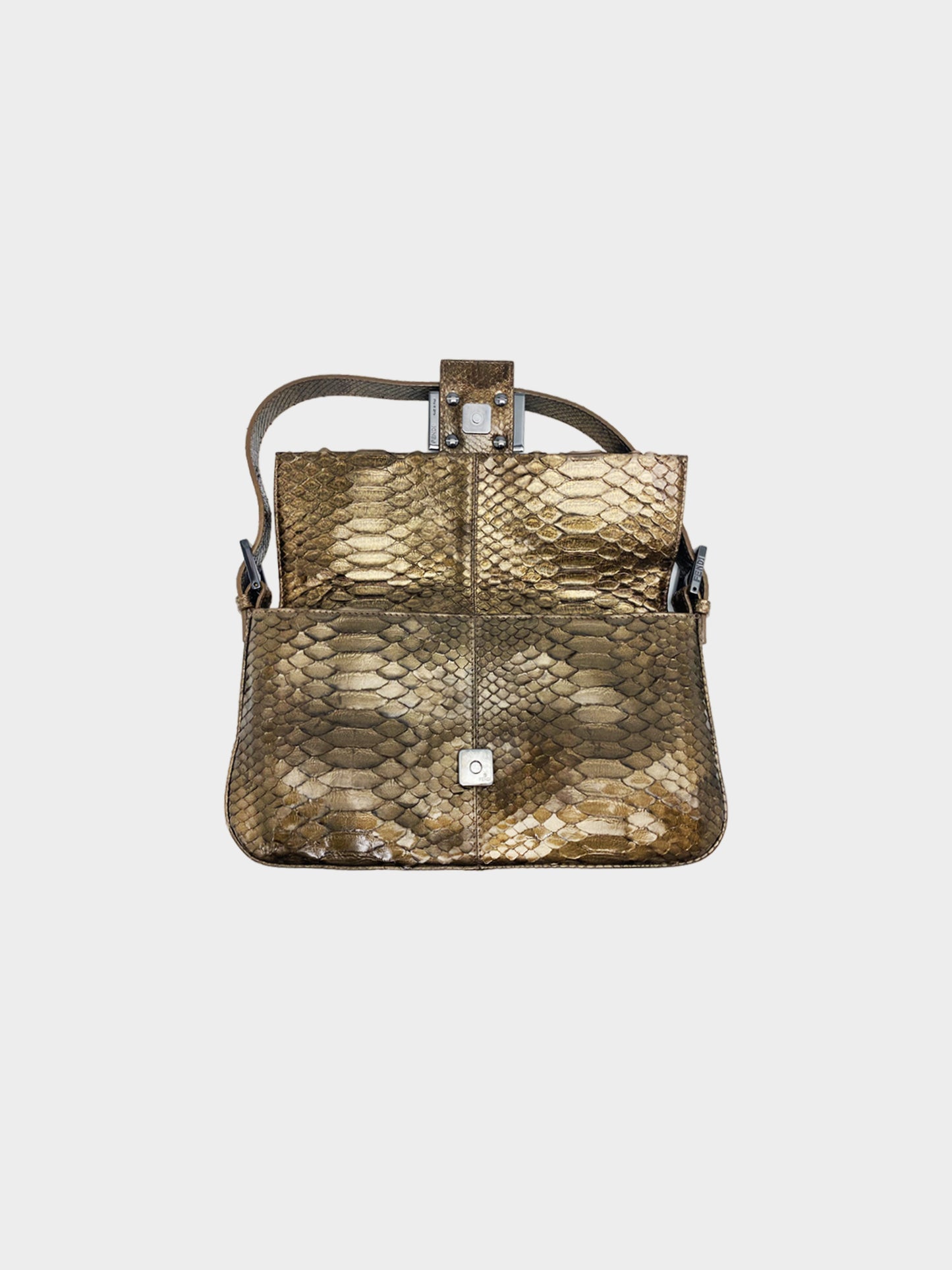 Fendi 2000s Bronze Python Baguette