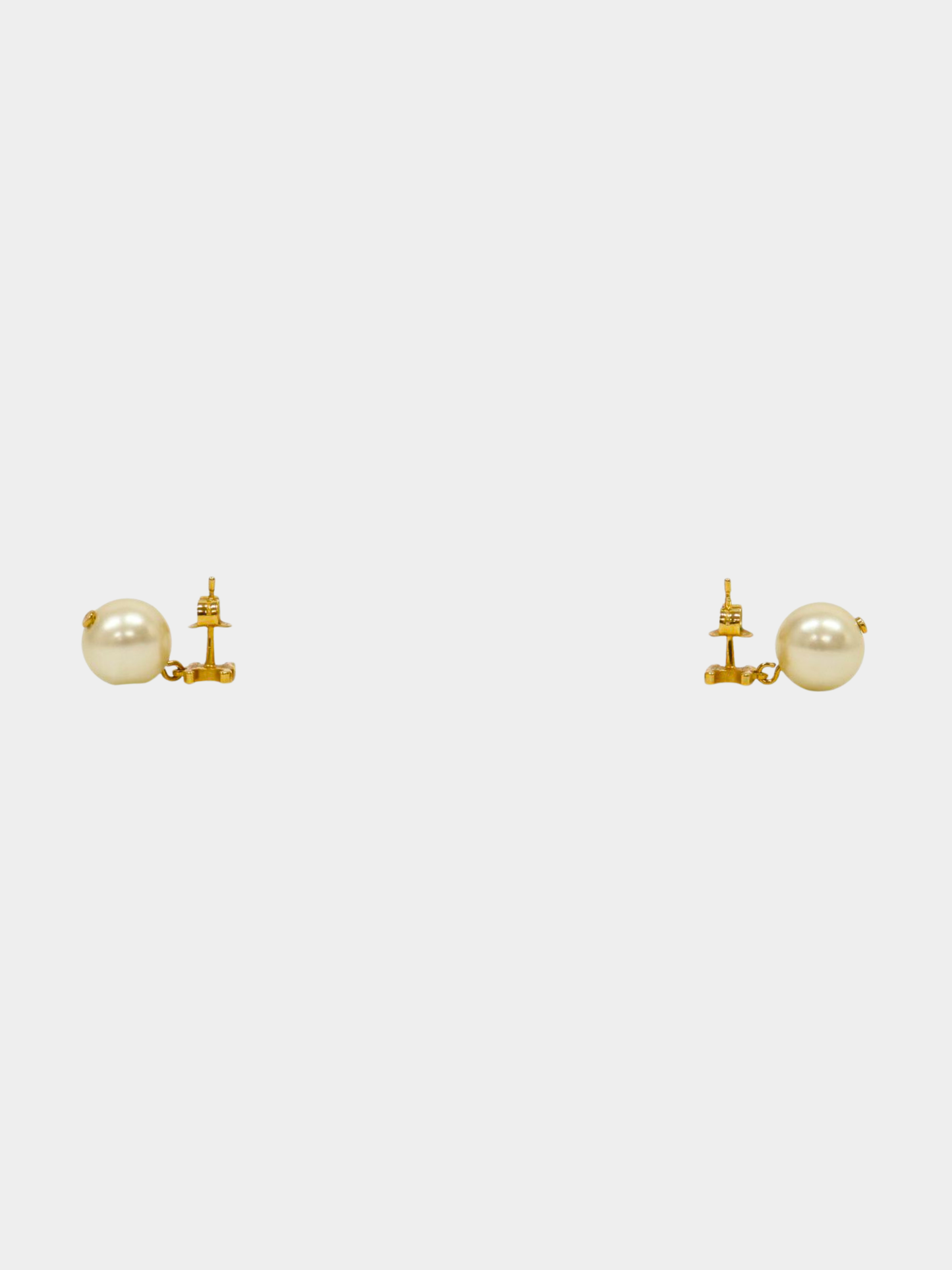 Celine 2020s Gold Triomphe Pearl Earrings