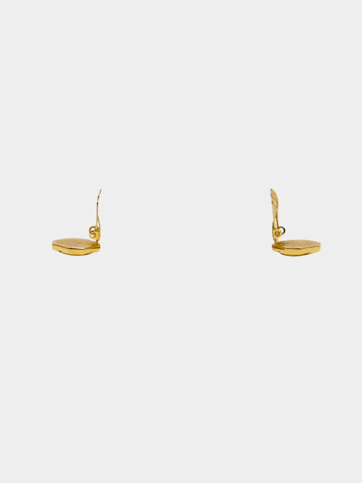 Yves Saint Laurent 1990s Gold Navy Logo Clip Earrings