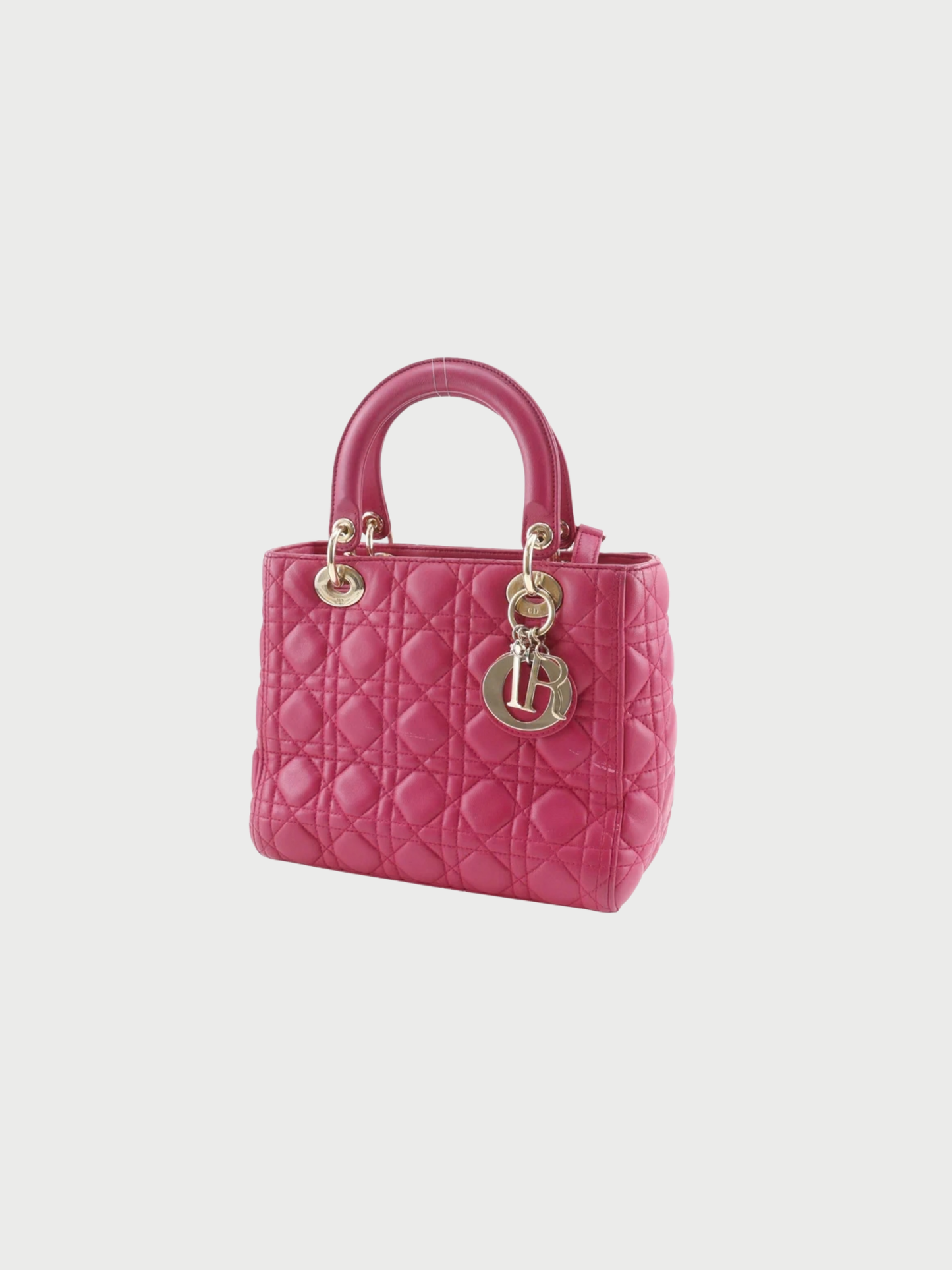 Christian Dior 2010s Raspberry Pink Lambskin Lady Dior Medium Bag