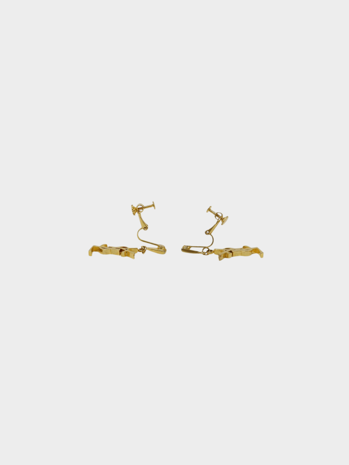 Yves Saint Laurent 2000s Gold Plated Metal Logo Earrings