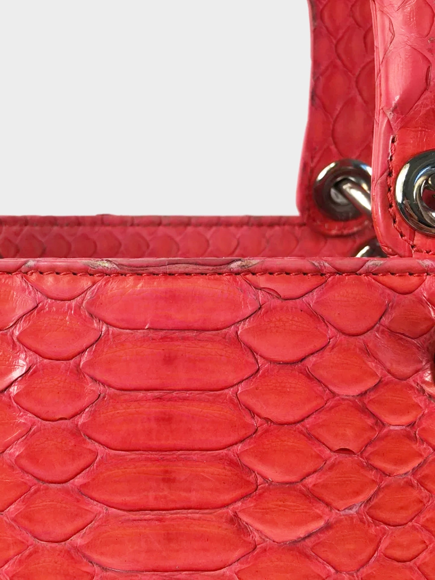 Christian Dior 2011 Pink Python Medium Lady Dior 2-Way Hand Bag