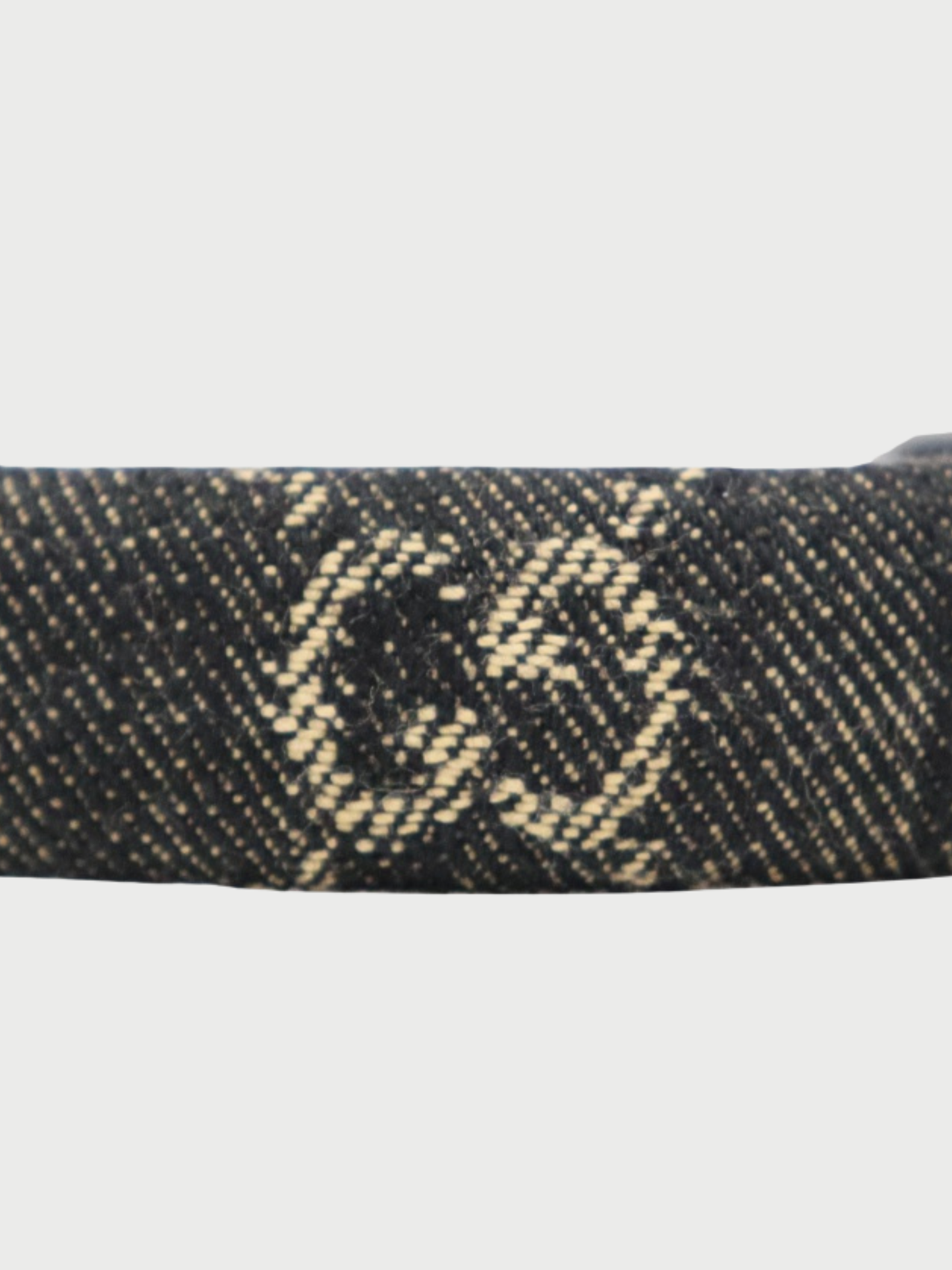 Gucci 2000s Black GG Denim Leather Logo Headband