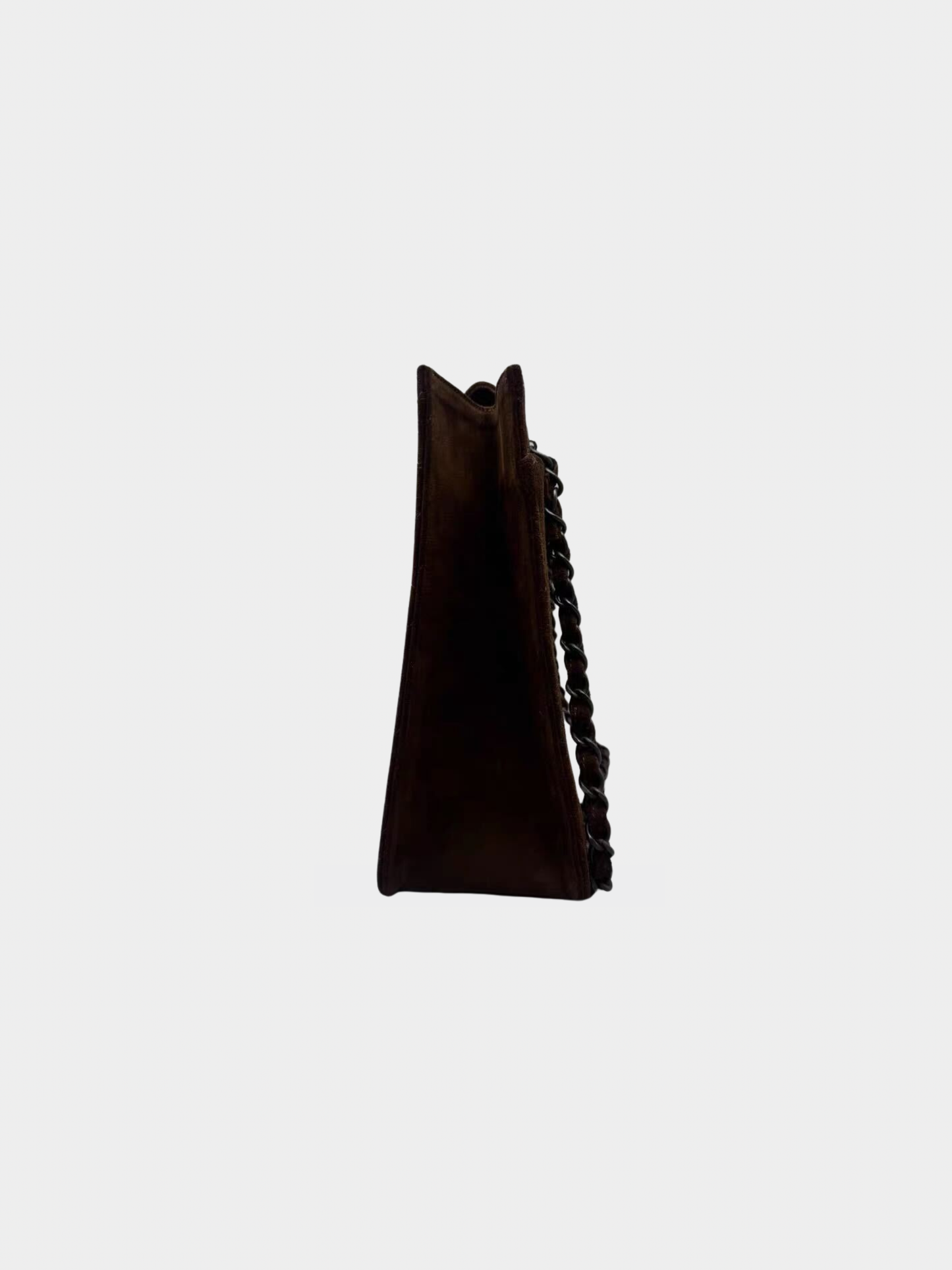 Chanel 1990s Brown Suede Matelassé Shopping Shoulder Bag