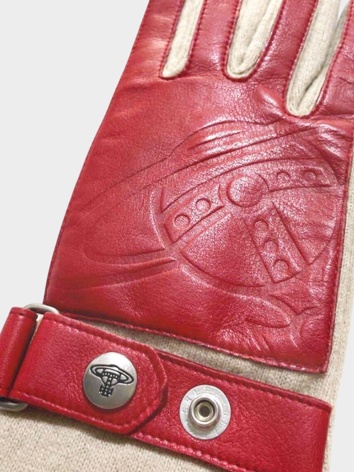 Vivienne Westwood 2000s Bi-color Orb Leather Gloves