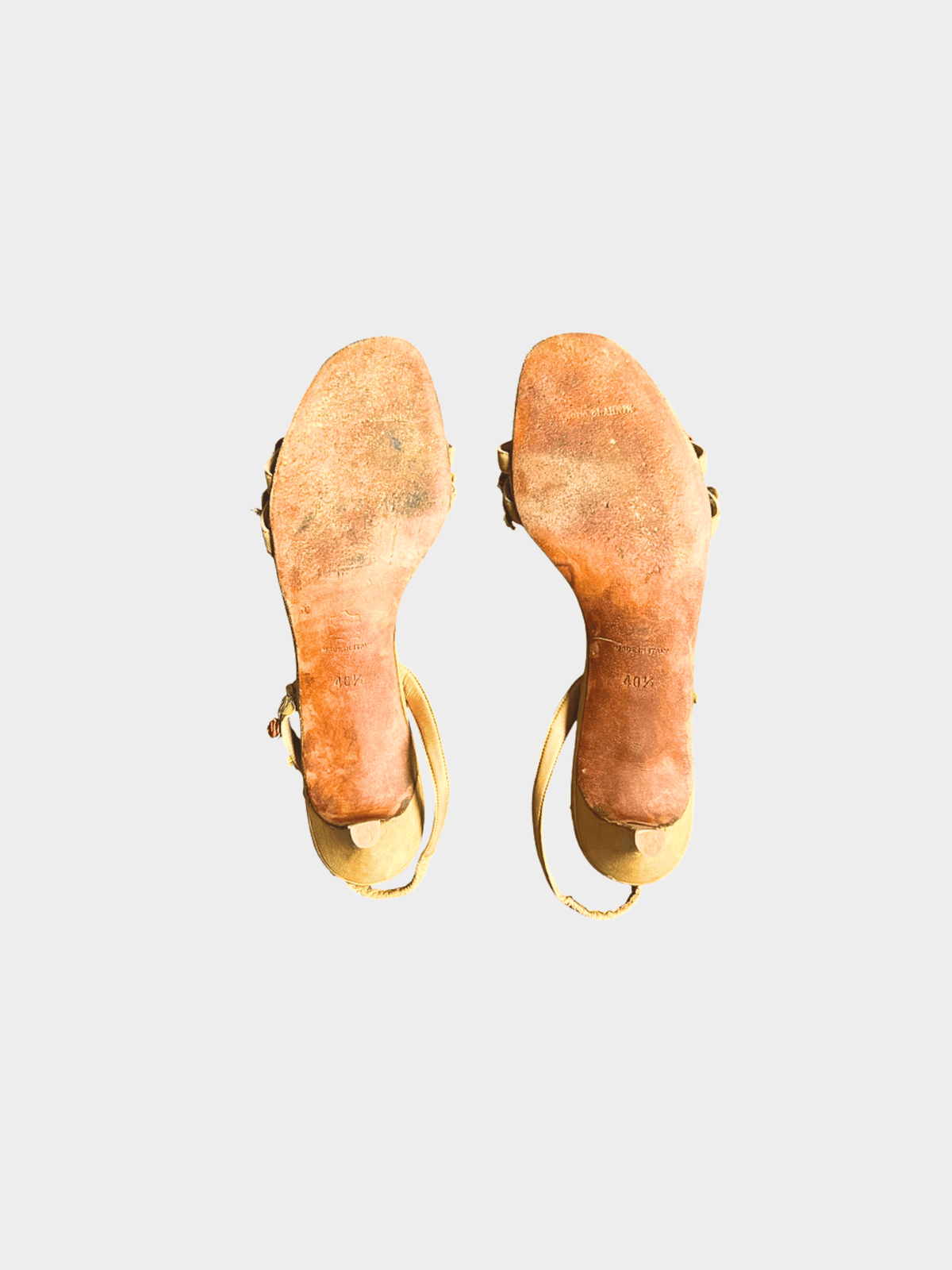 Manolo Blahnik 2000s Beige Floral Sandals
