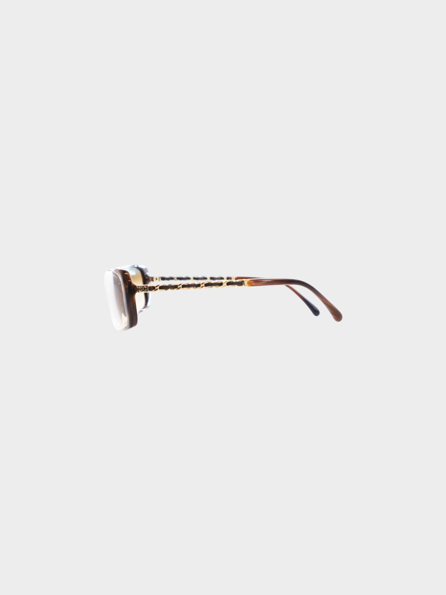 Chanel Early 2010s Brown and Gold Chain Link Sunglasses
