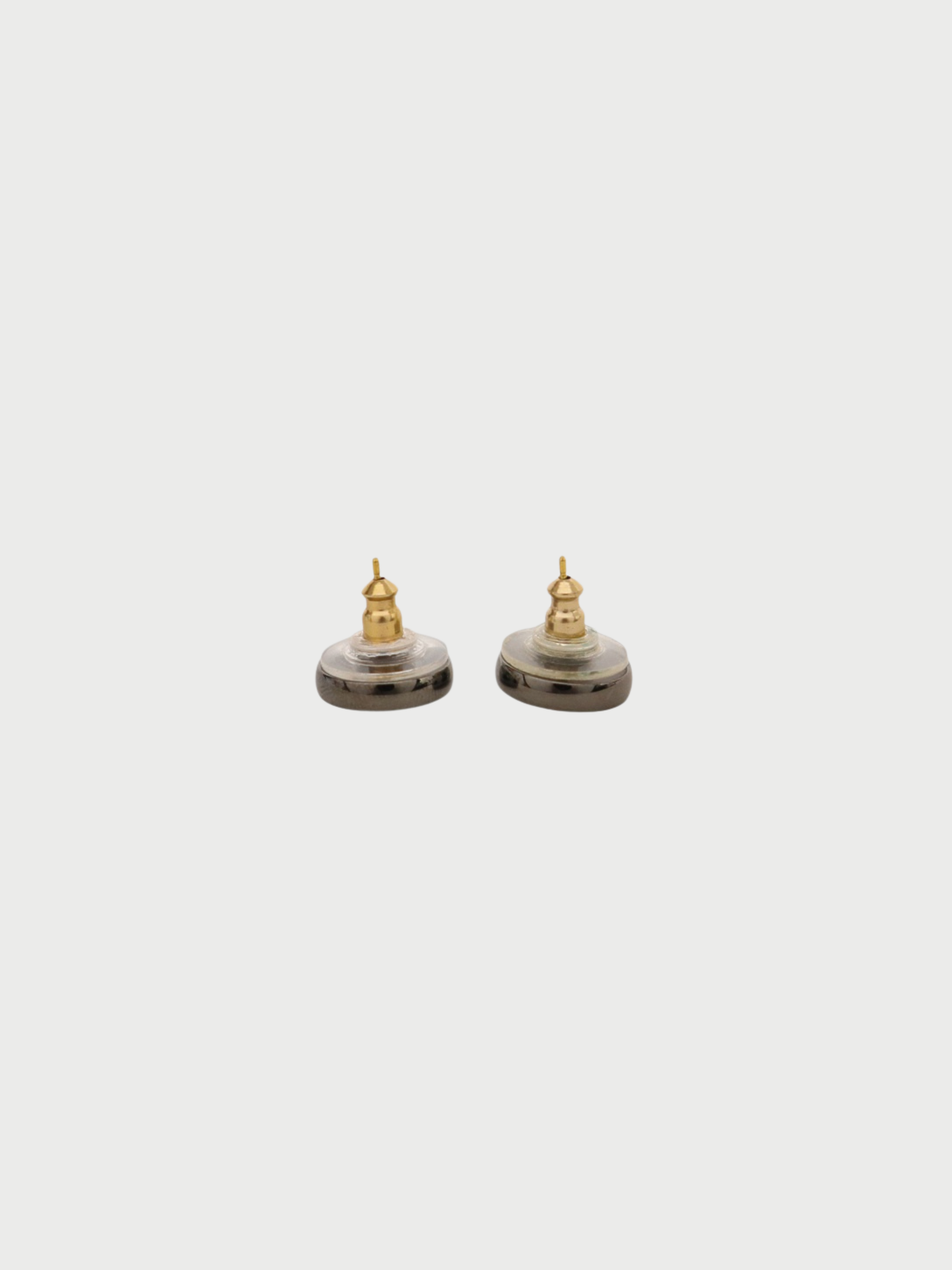 Chanel 1990s Silver Black Plated Metal COCO Earrings