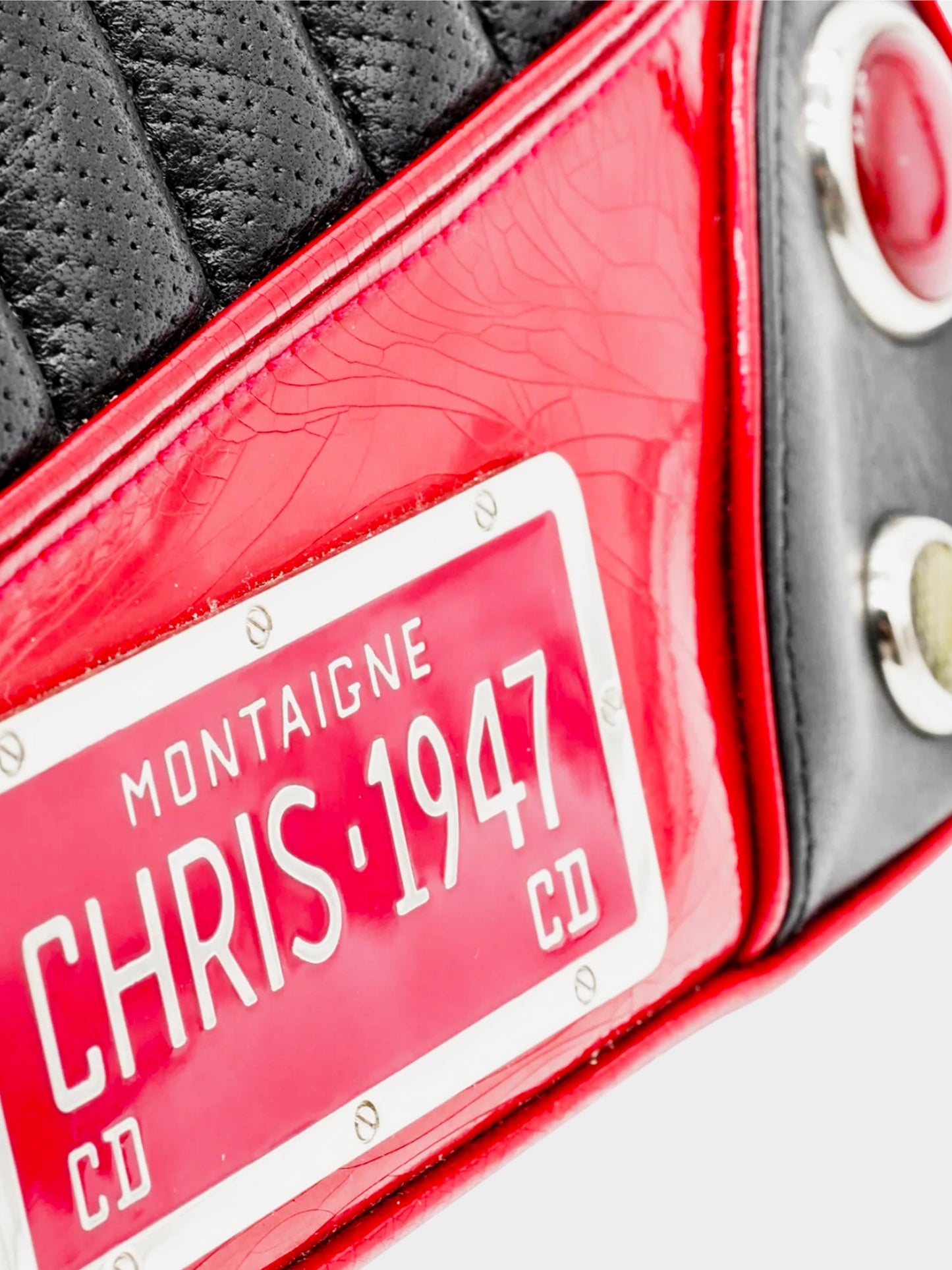 Christian Dior SS 2001 Black and Red Leather Petit Cadillac Saddle Bag