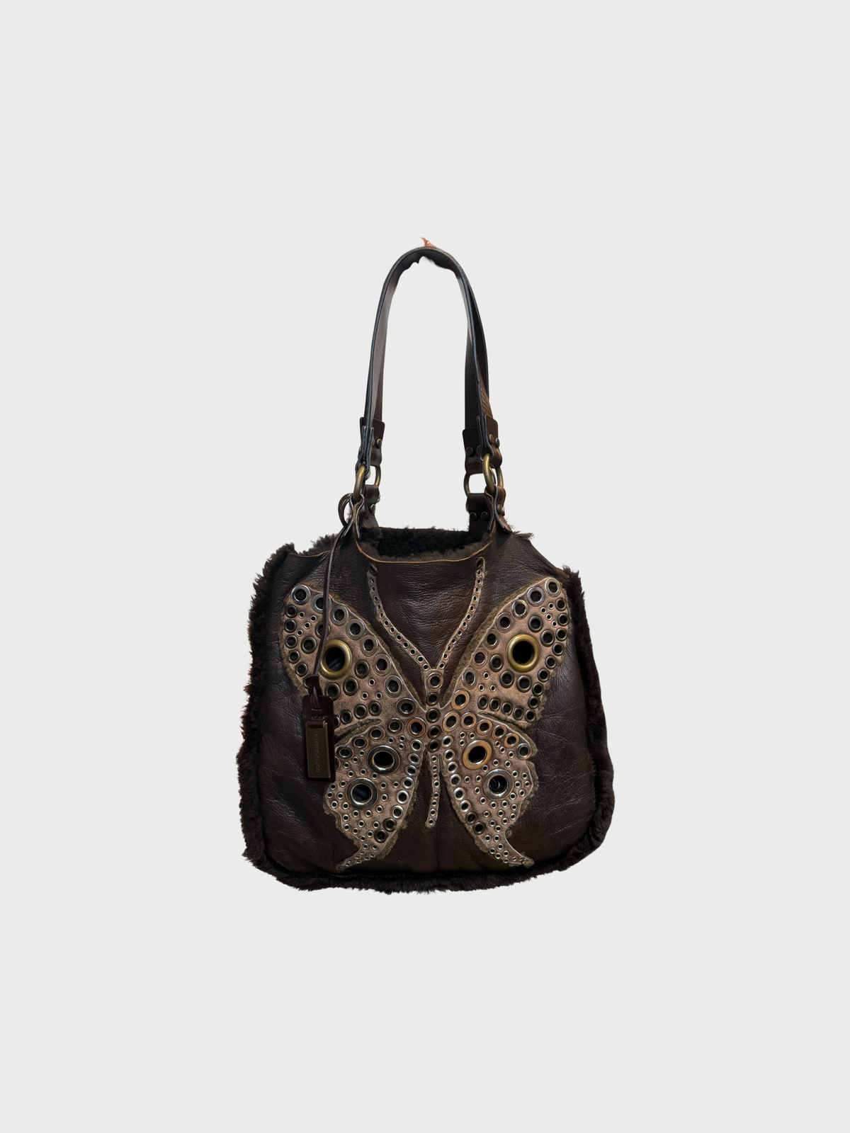 Dolce & Gabbana 2000s Brown Leather Butterfly Shoulder Bag