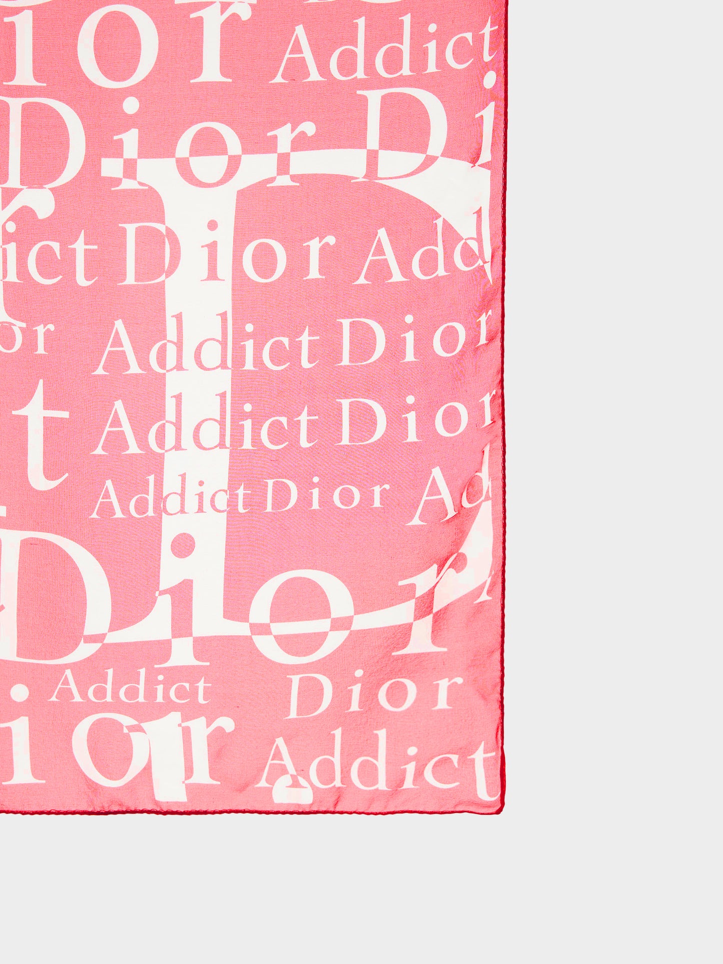 Christian Dior by John Galliano 2000s Red and White "Addict" Print Silk Scarf