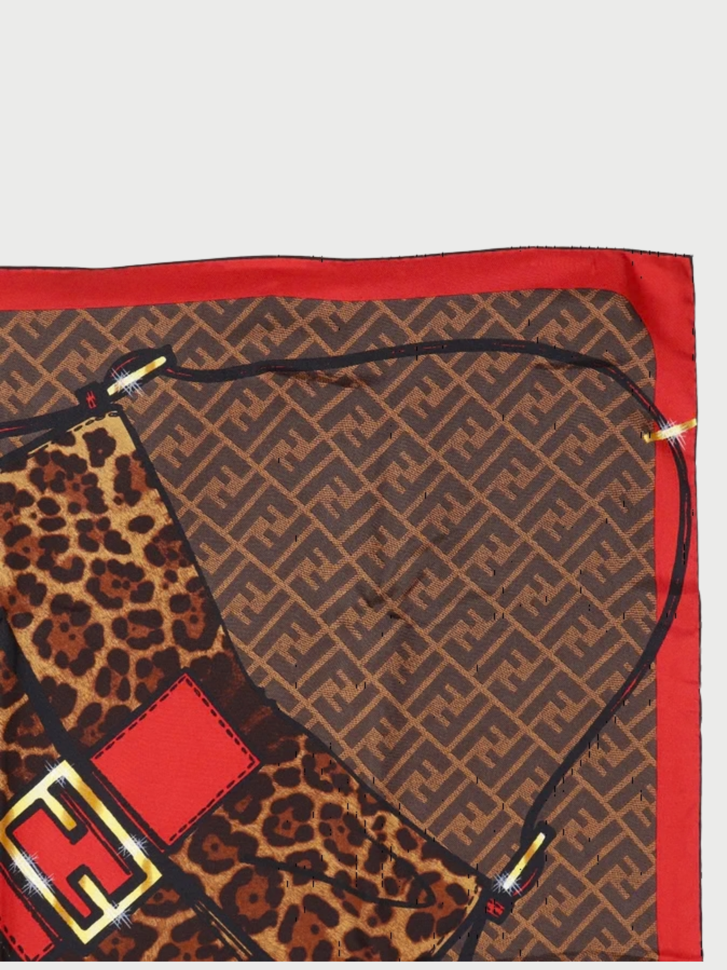 Fendi 2000s Brown Wool Zucca Bag Motif Scarf