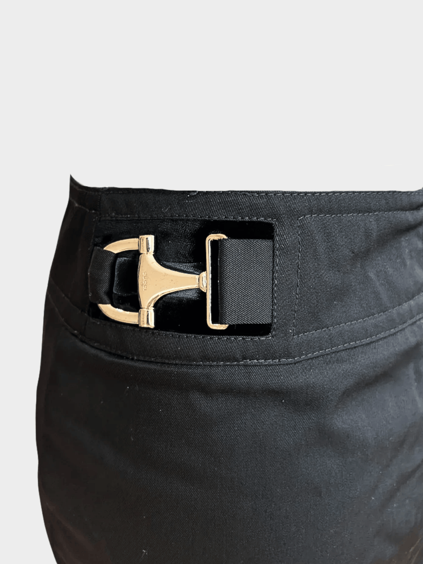 Gucci by Tom Ford 2000s Black Horse-bit Midi Skirt