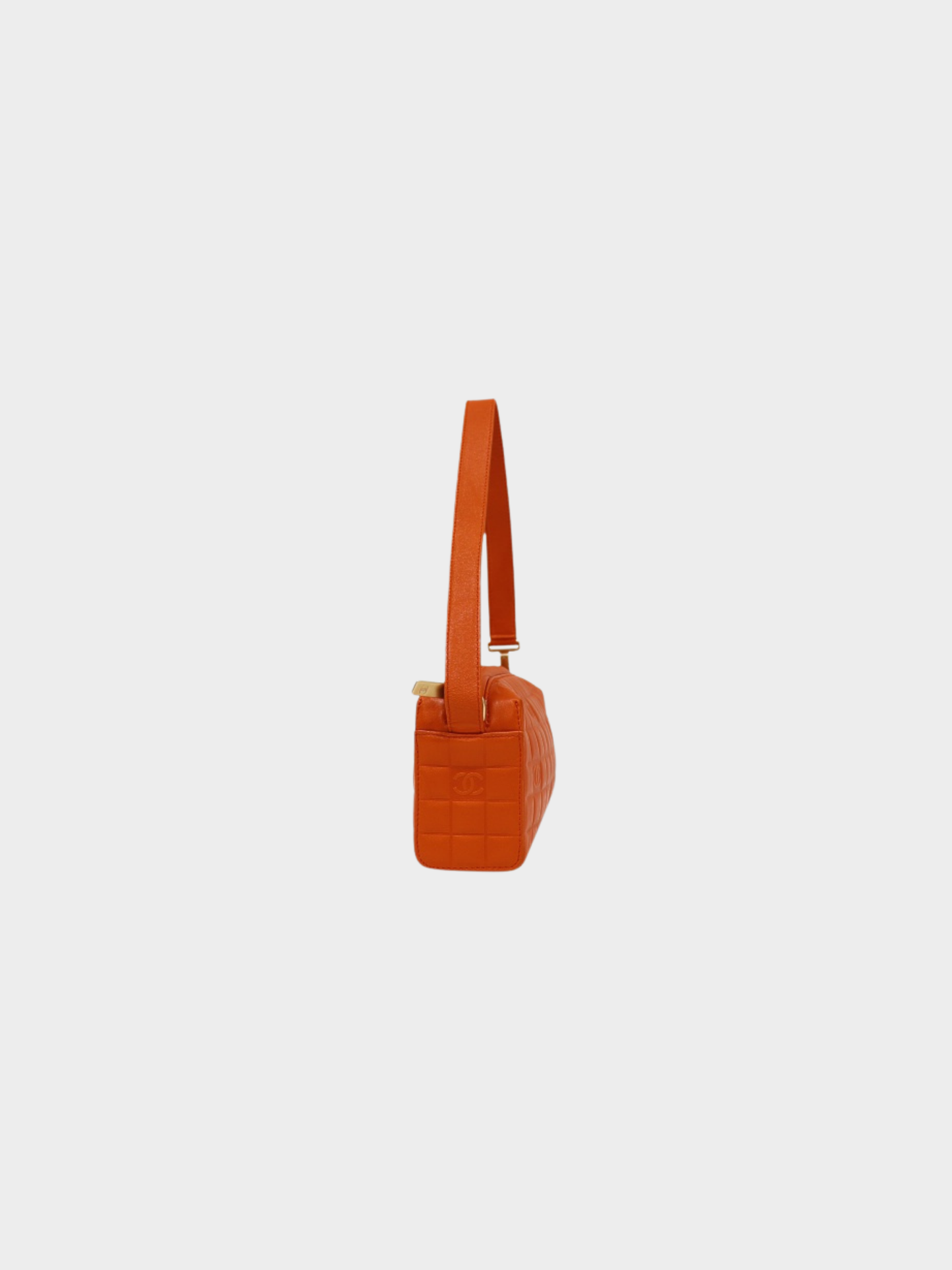 Chanel 2003 Orange Lambskin Chocolate Bar Shoulder Bag