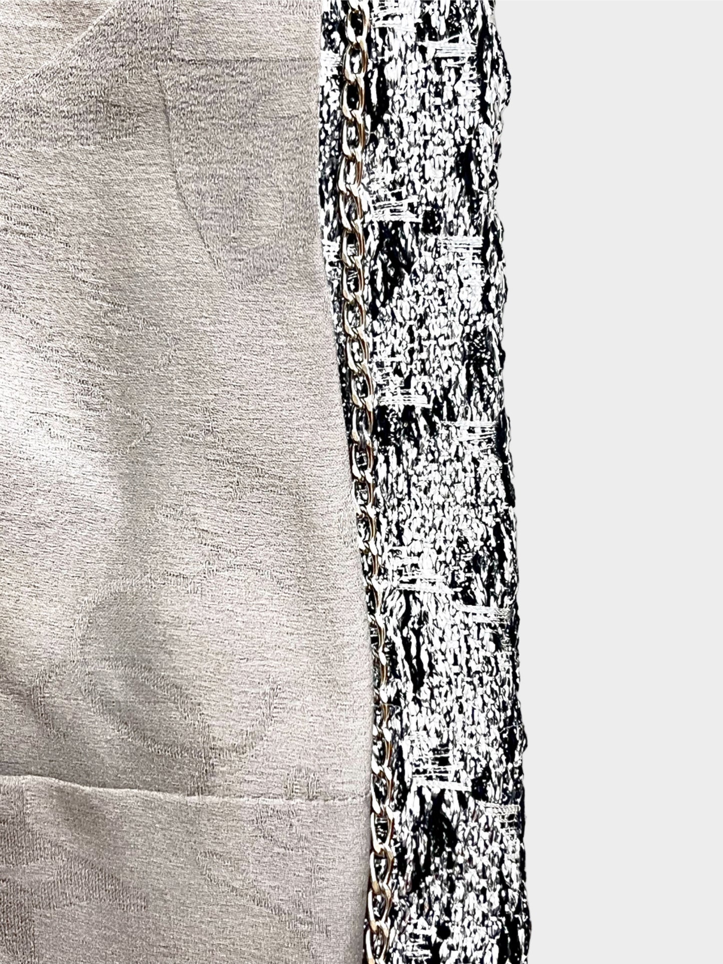 Chanel 2014 Silver Tweed Asymmetrical Jacket