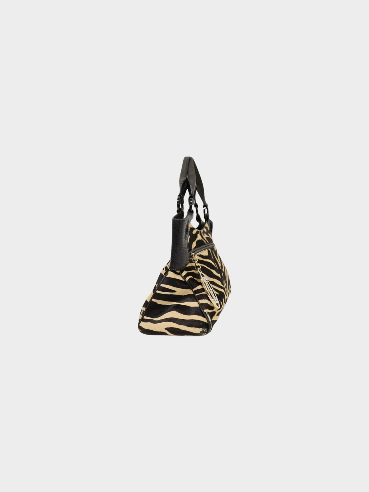 Cartier 2000s Black Beige Pony Hair Marcello Handbag