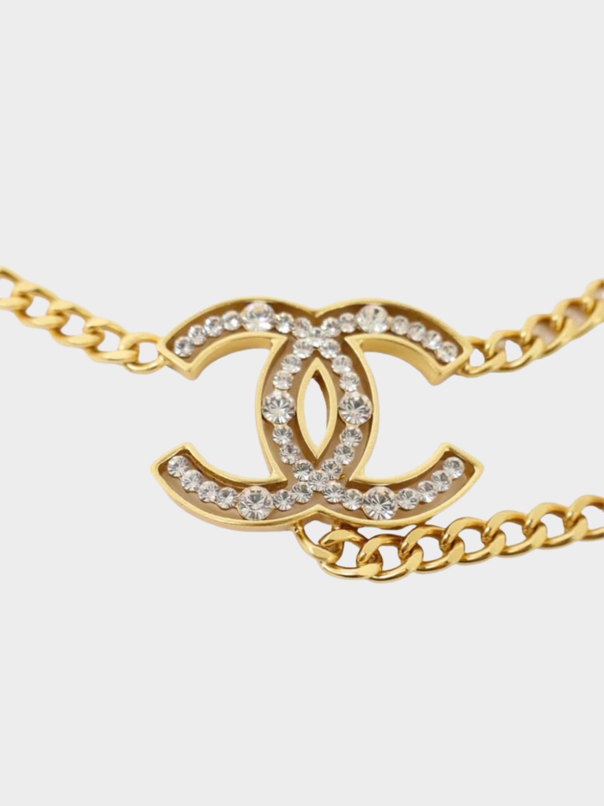 Chanel 2002 Gold Coco Rhinestone Chain Belt