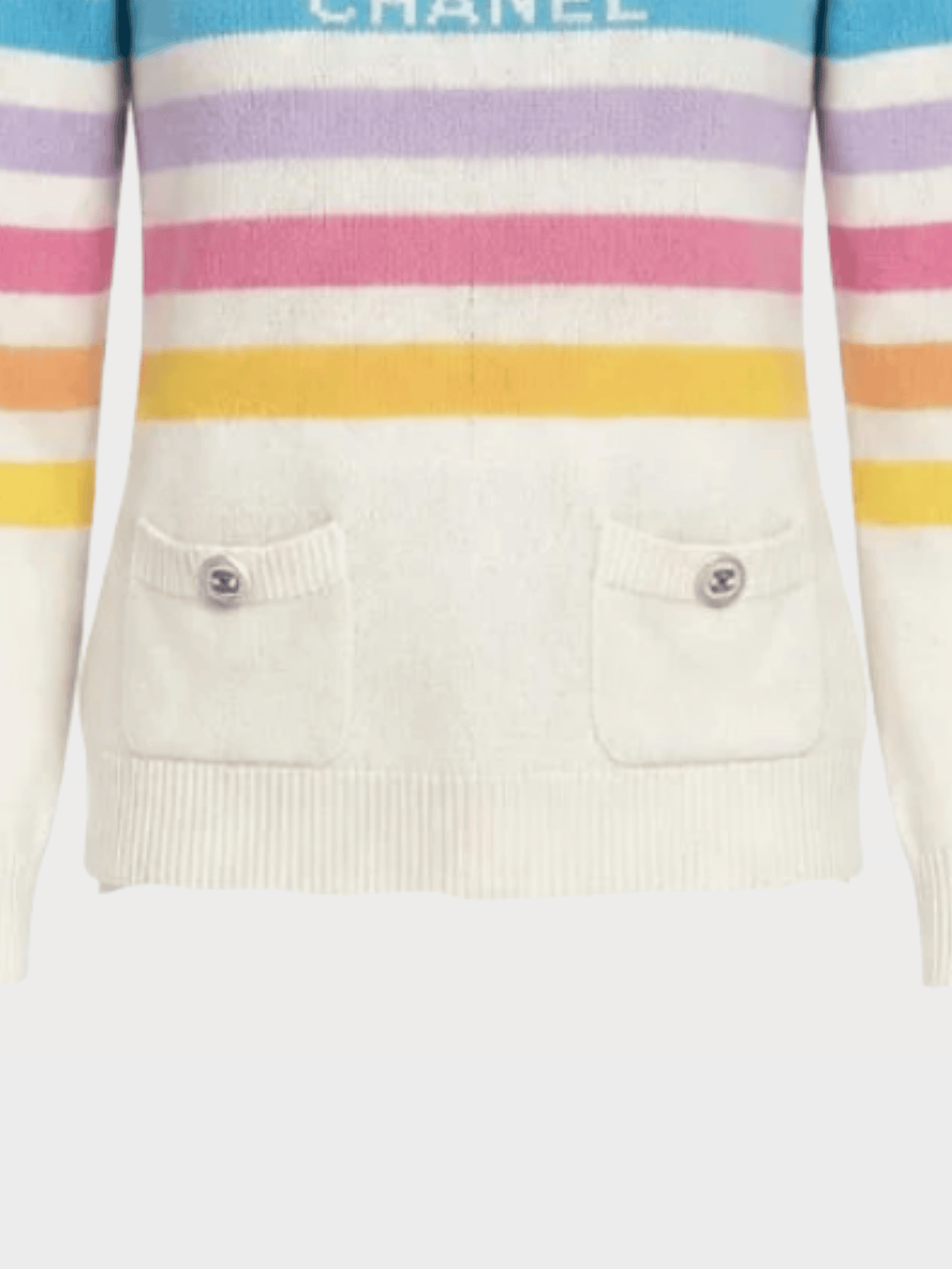 Chanel 2020s Rainbow Striped Cashmere Sweater