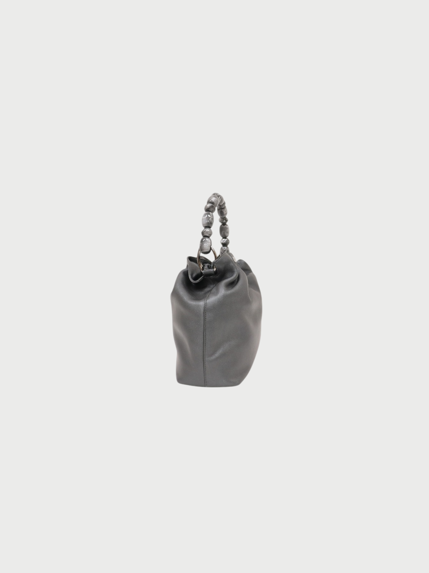 Christian Dior 2000s Gray Leather Maris Pearl Handbag
