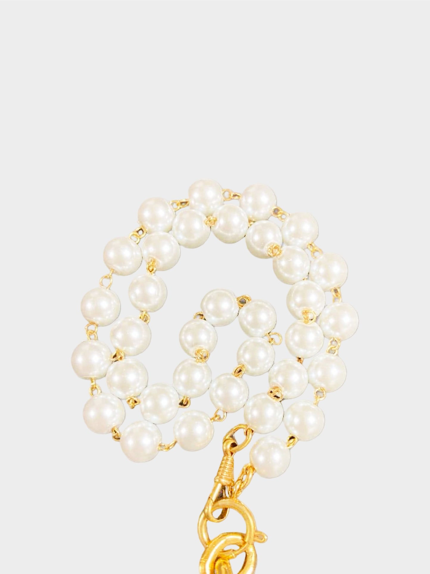 Chanel 1980s Diamond Pendant Pearl Necklace