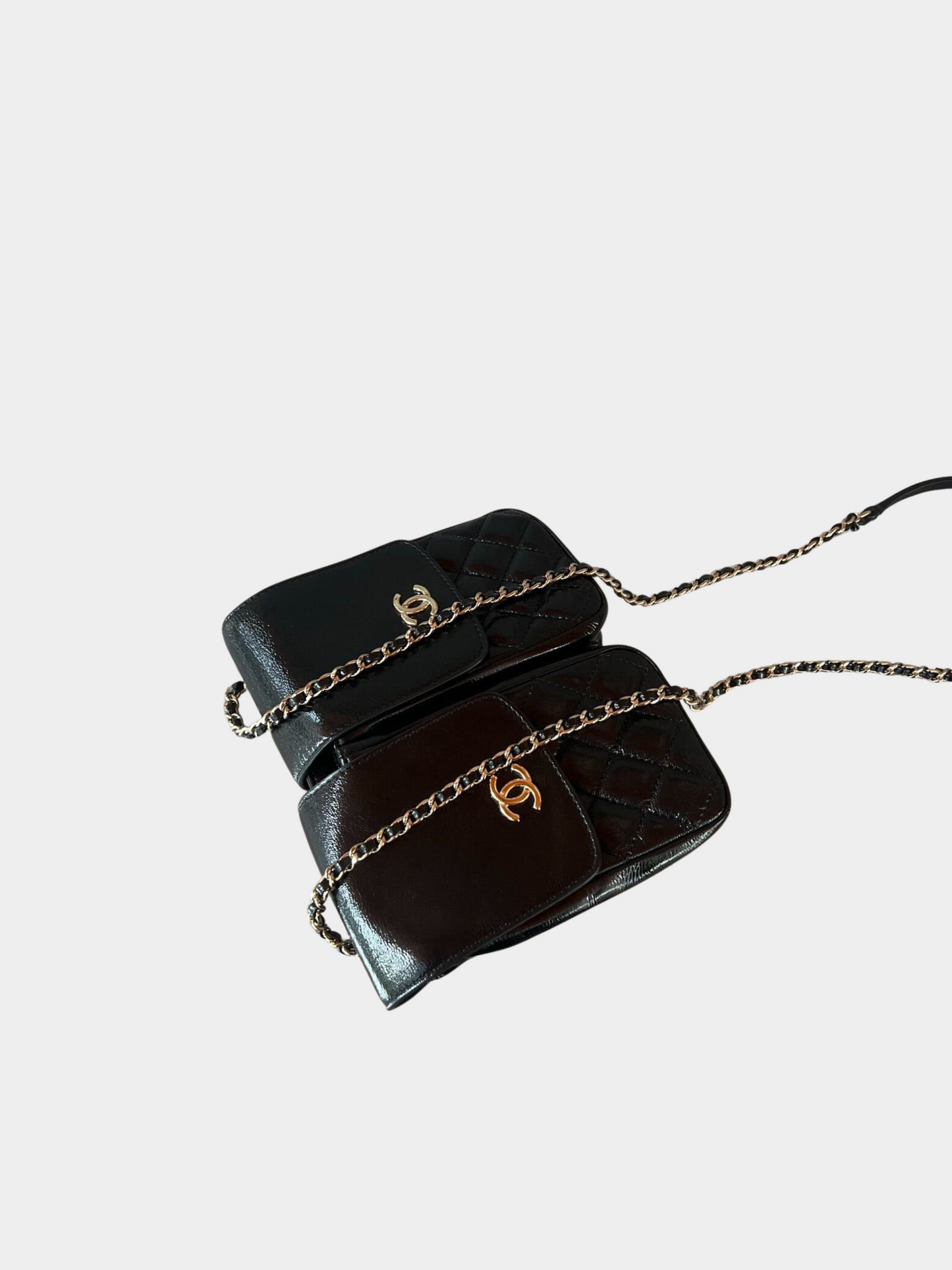 Chanel 2020s Black CC Double Pocket Flap Crossbody Bag