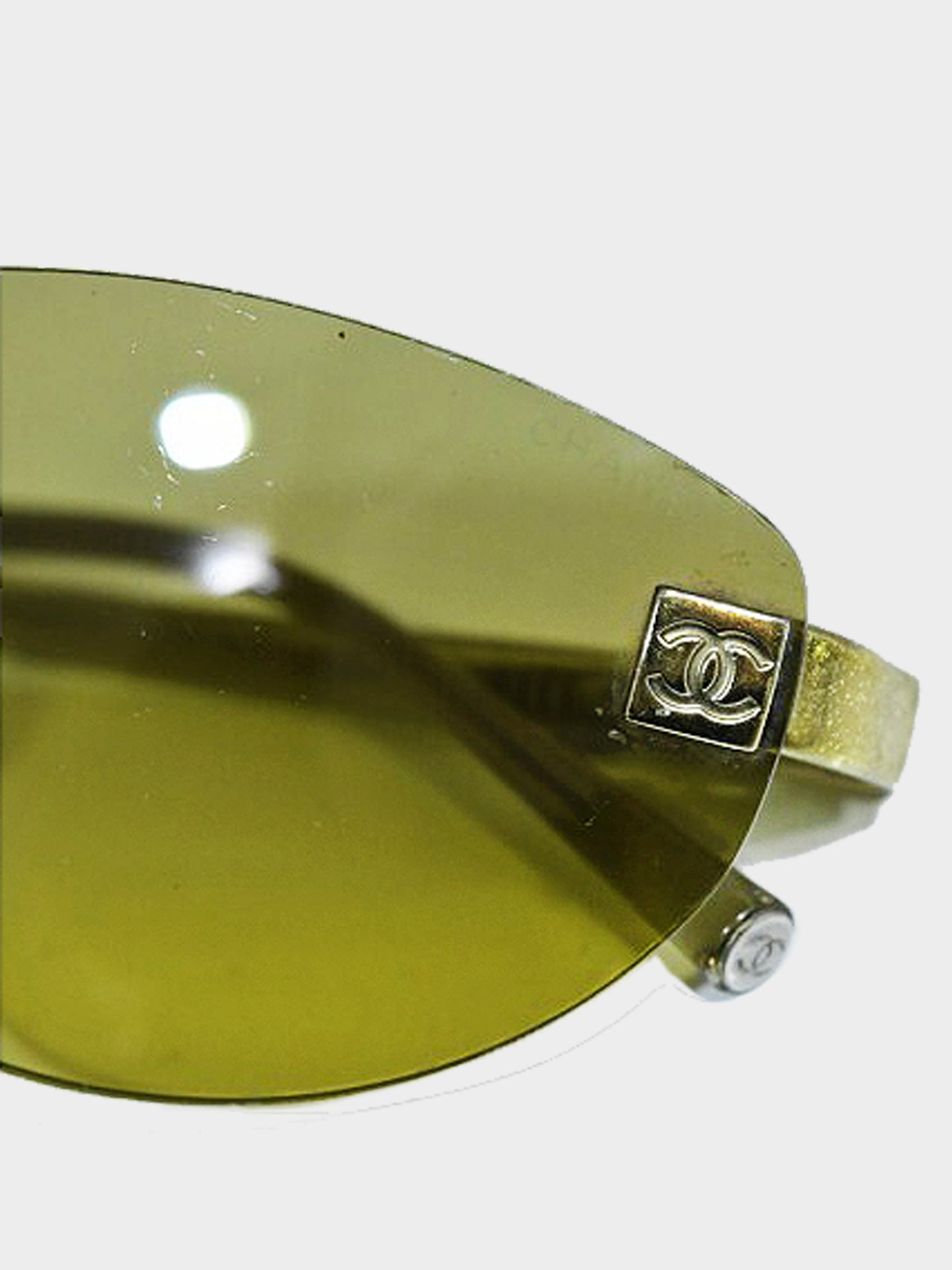 Chanel 2000s Khaki Oval Rimless Sunglasses