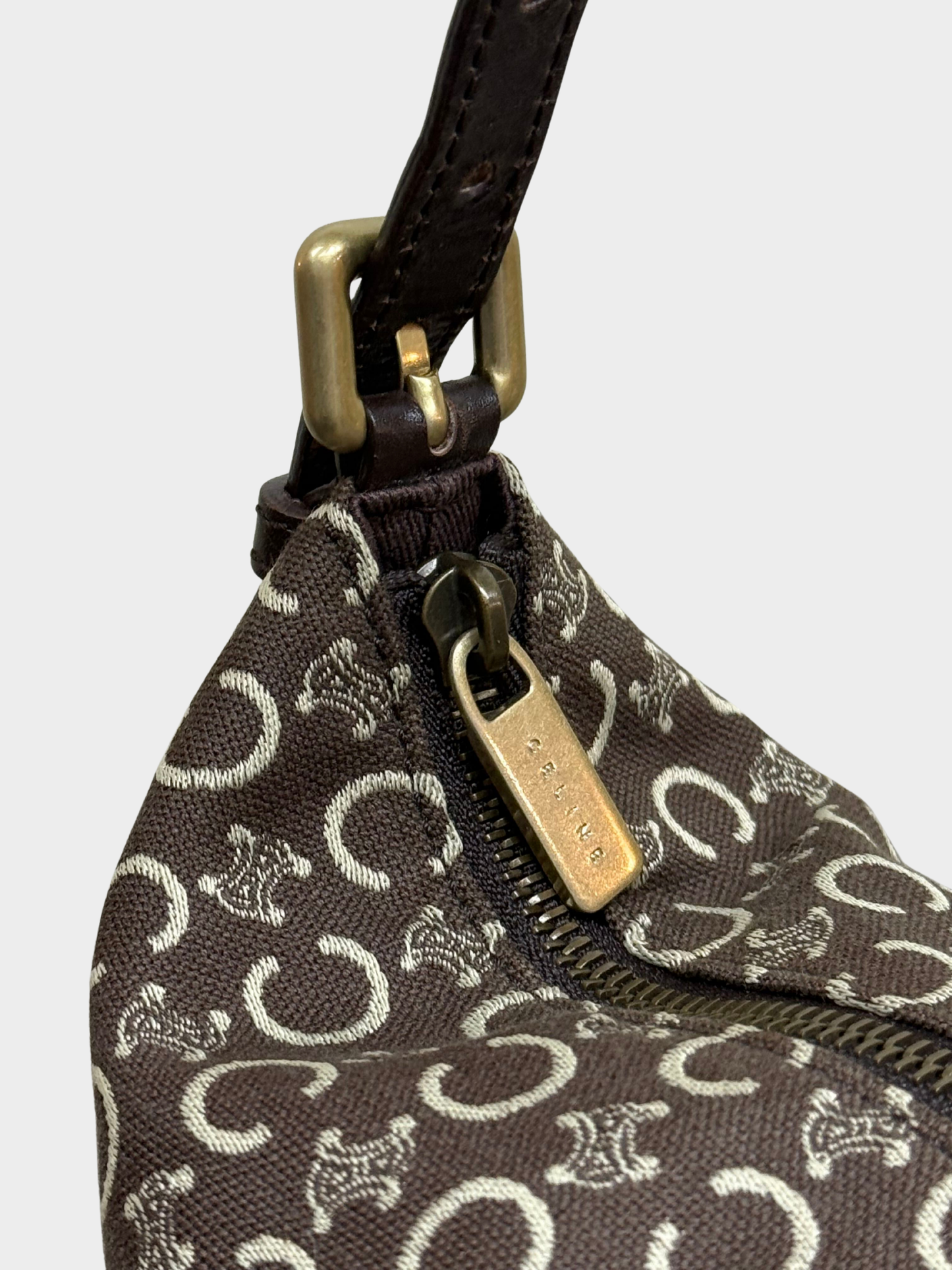 Celine 2000s Dark Brown C Macadam Pochette Shoulder Bag