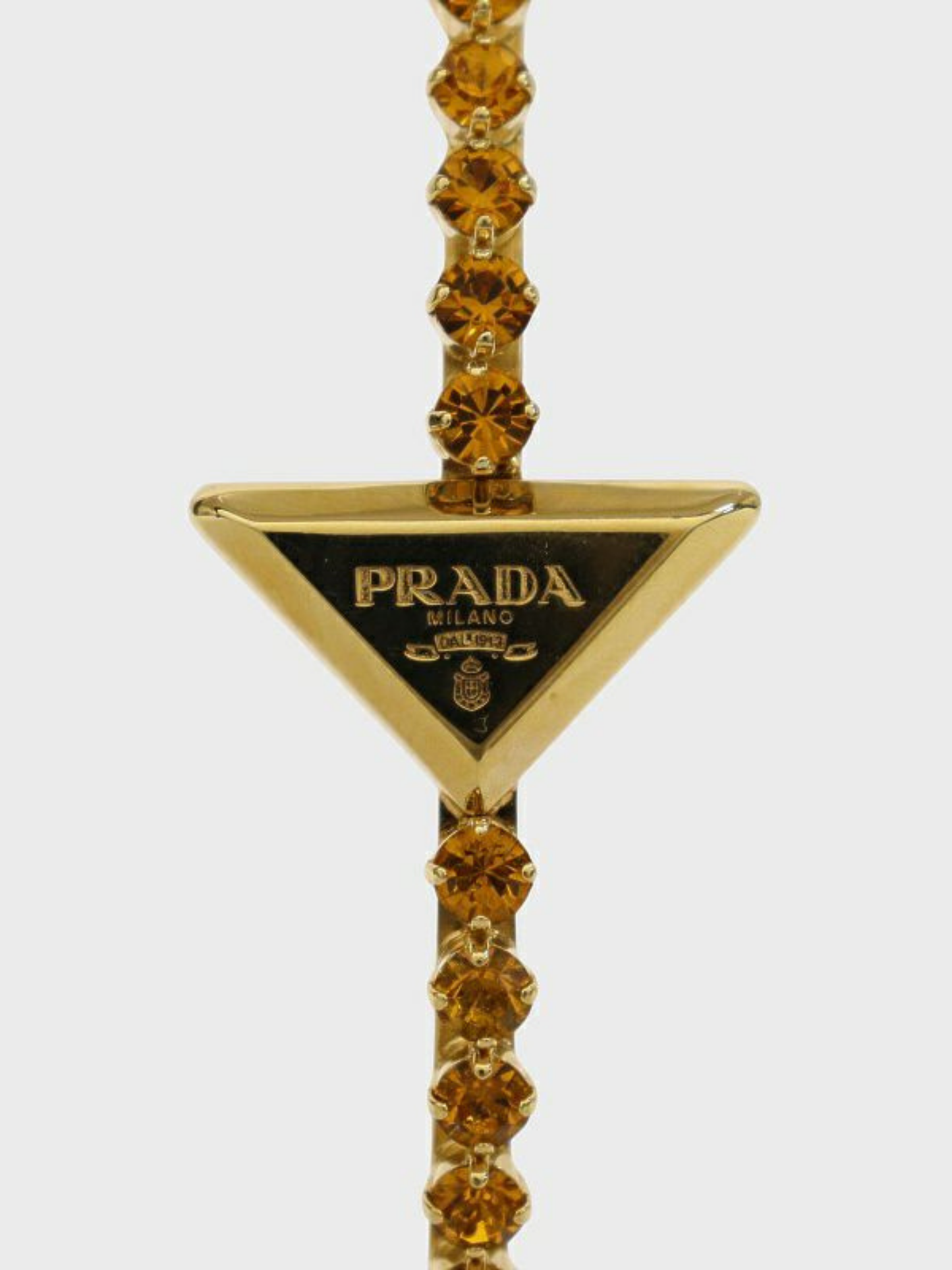 Prada 2020s Gold Plated Metal Rhinestone Headband