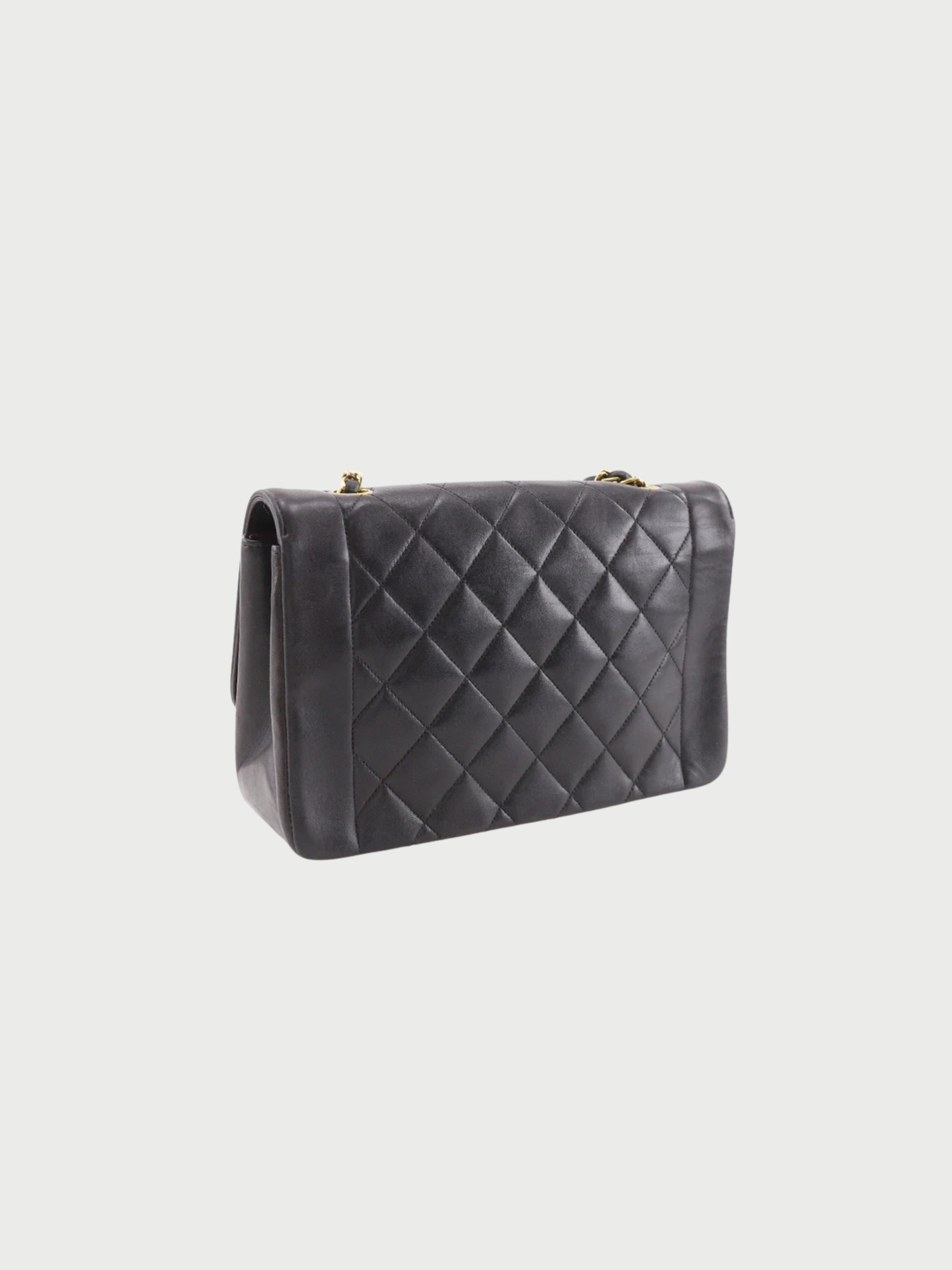 Chanel 1991–1994 Black Lambskin Diana Matelassé Shoulder Bag