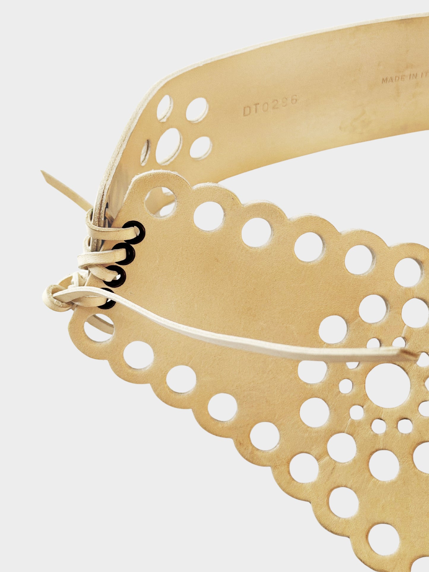 Valentino 2000s Perforated Leather Brass Buckle Belt
