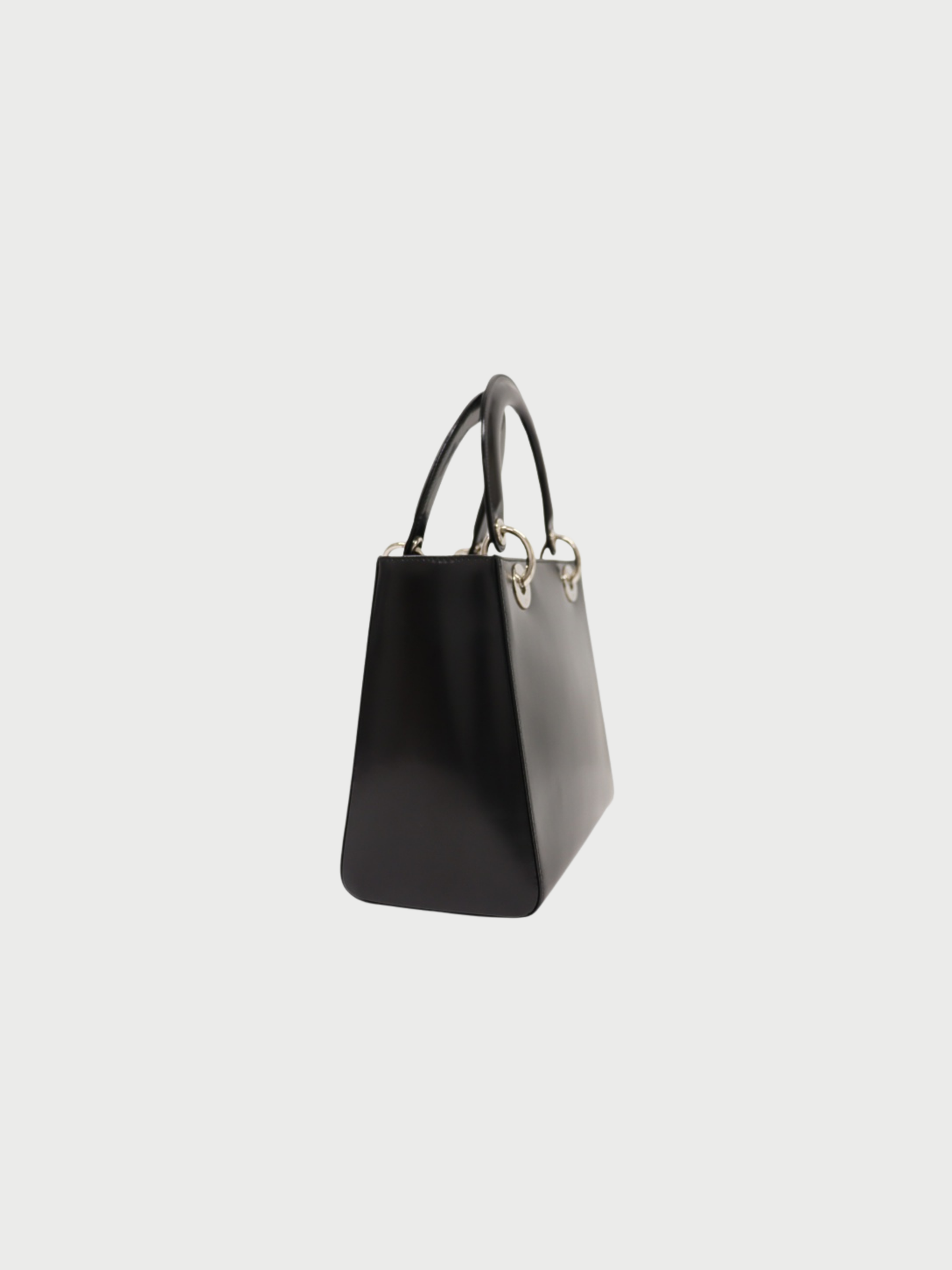 Christian Dior 2010s Black Patent Leather Lady Dior 2-Way Bag