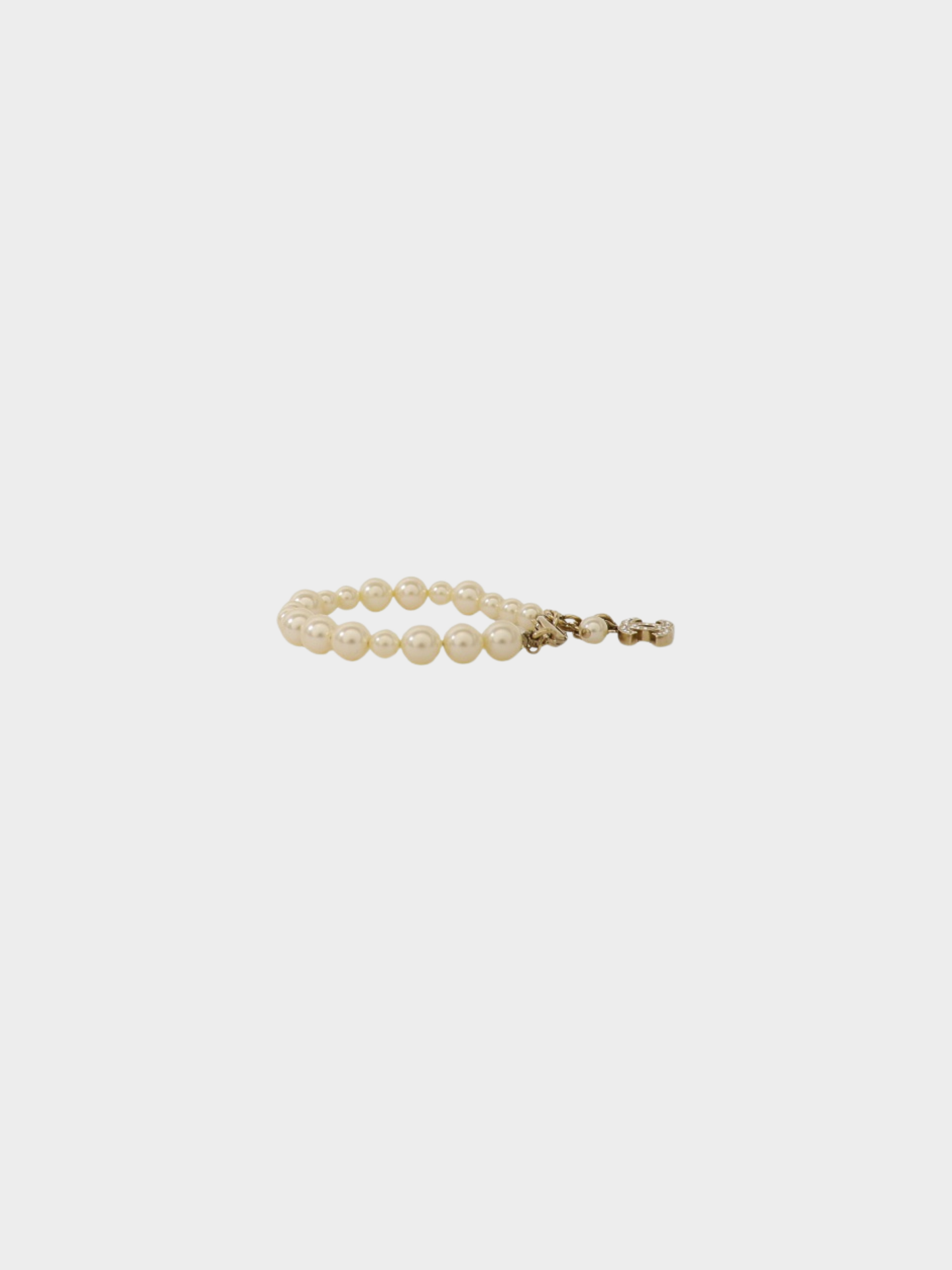Chanel 2000s Gold White COCO Rhinestone Pearl Bracelet