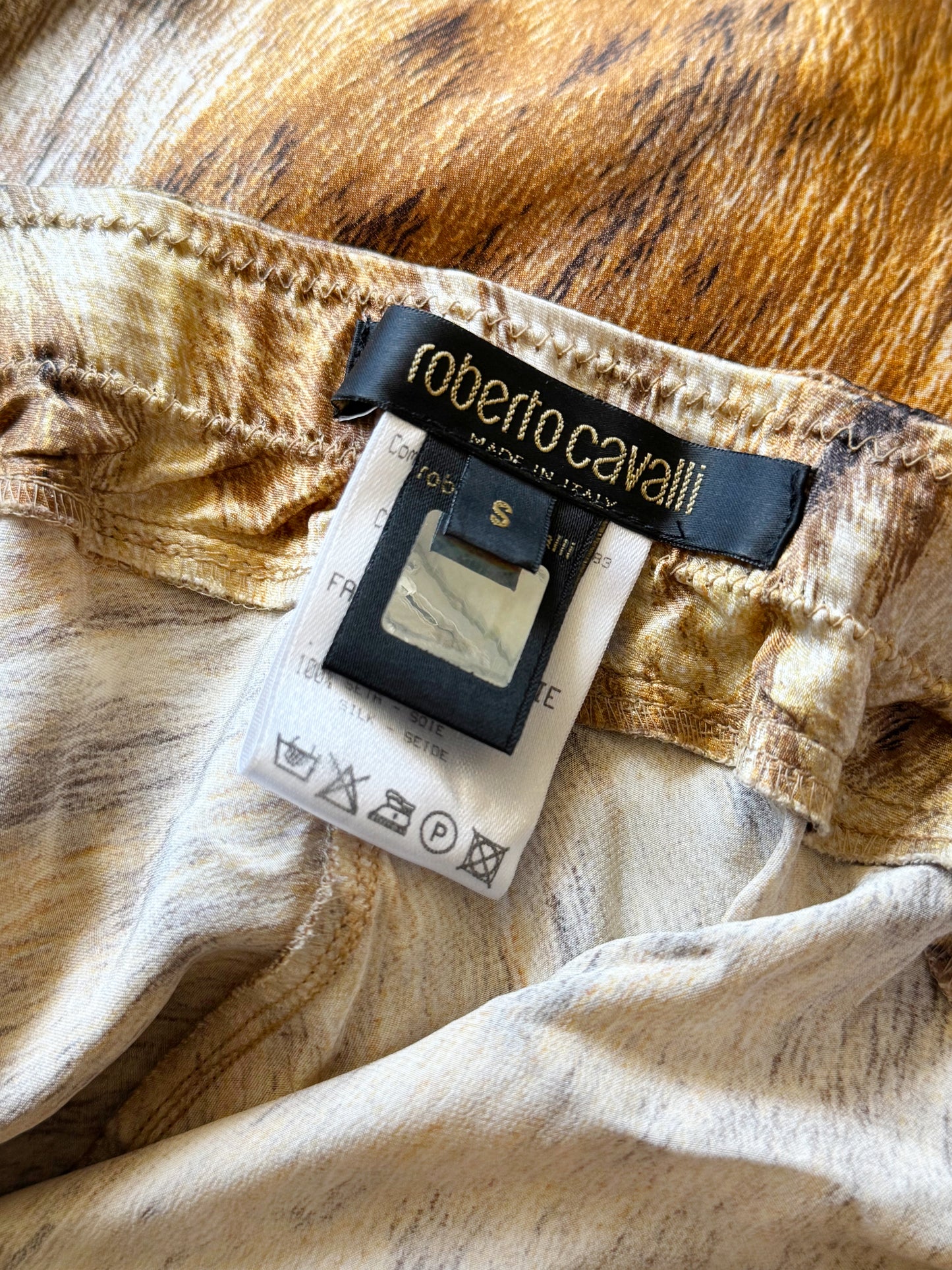 Roberto Cavalli 2000s Leopard Print Silk Skirt
