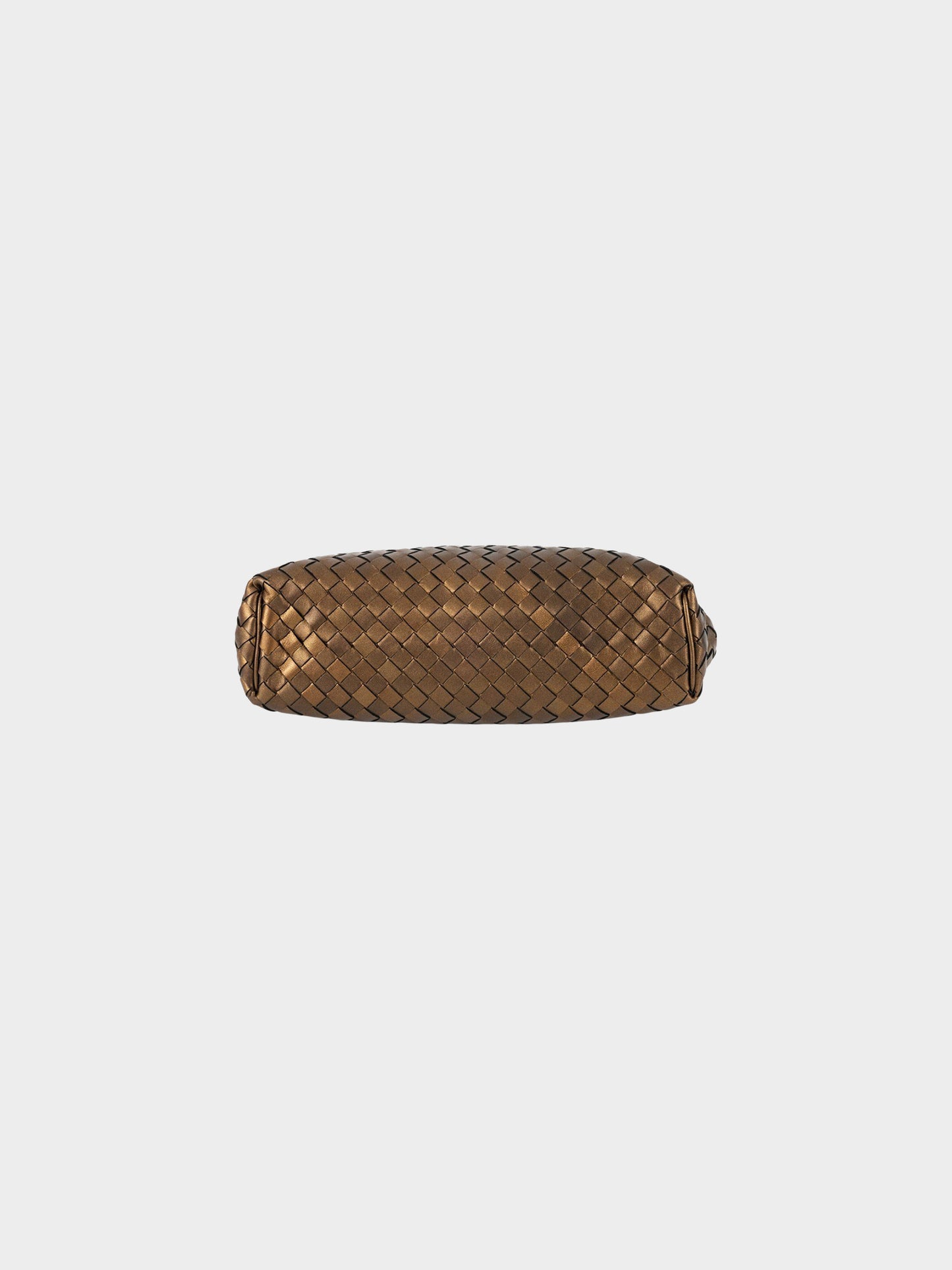 Bottega Veneta 1980s Metallic Brown Nappa Intrecciato Lauren Frame Clutch Bag