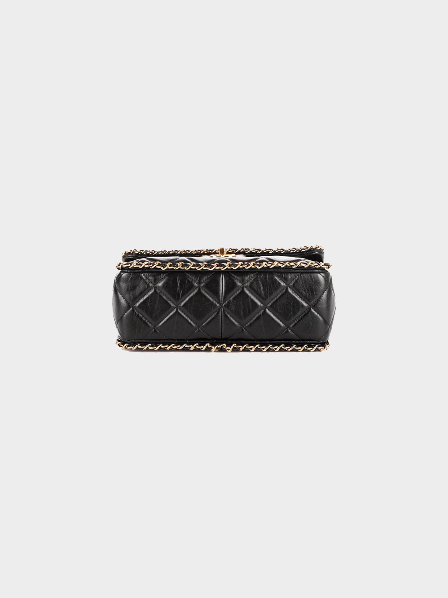 Chanel Late 2020-2021 Black Lambskin Quilted Running Chain Flap Bag
