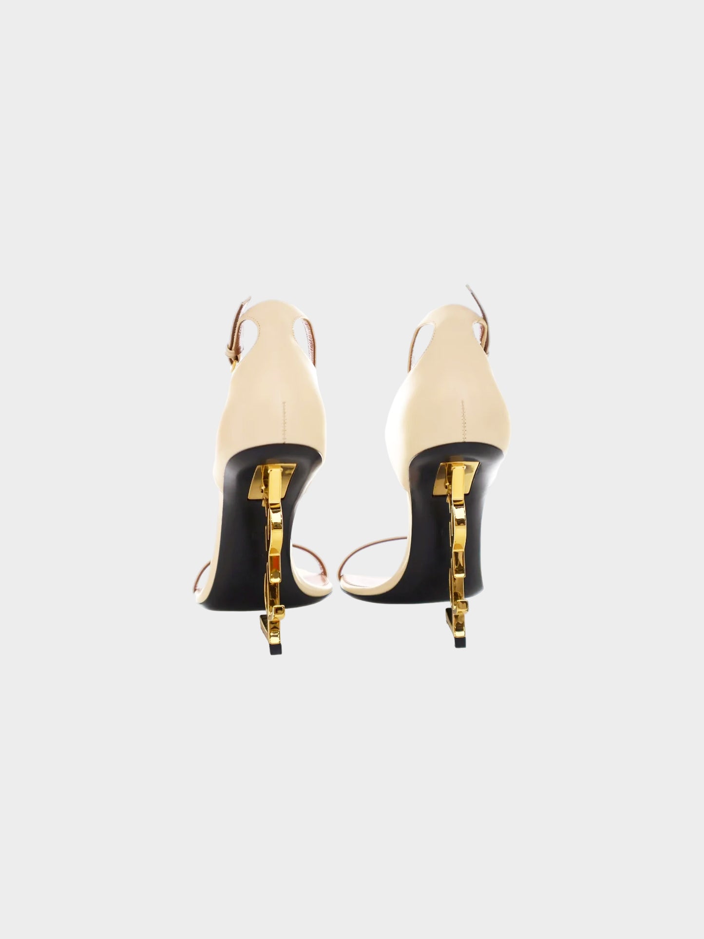 Saint Laurent 2020s Beige and Gold Opyum Leather Sandals