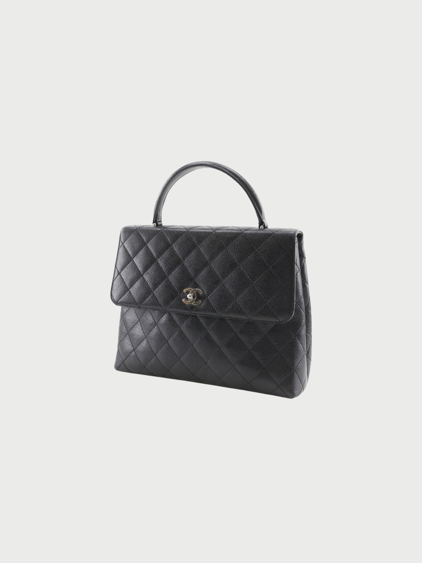 Chanel 1990s Black Caviar Matelassé Top Handle Bag