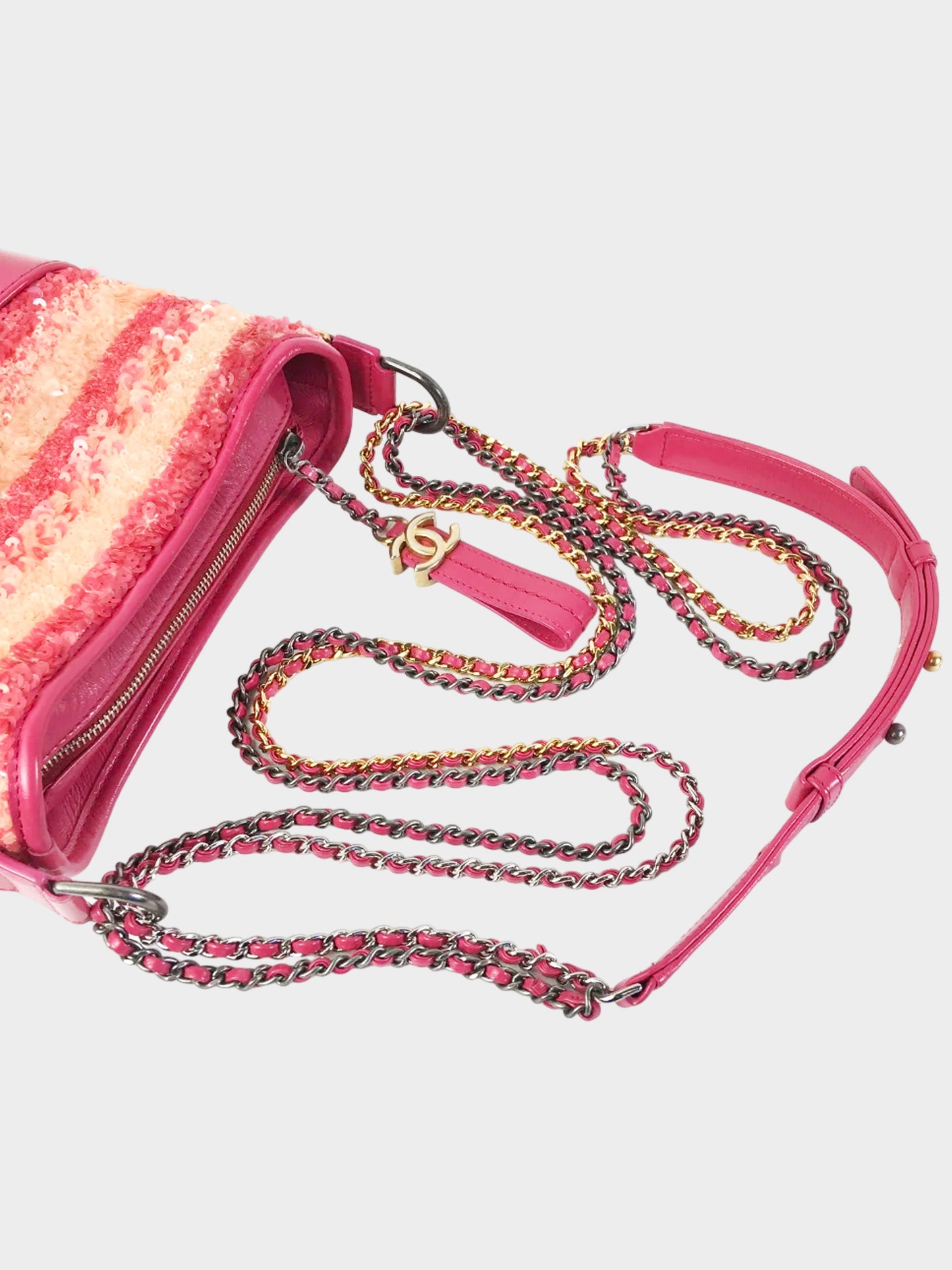 Chanel 2018-2019 Pink Sequins Gabrielle Small Shoulder Bag
