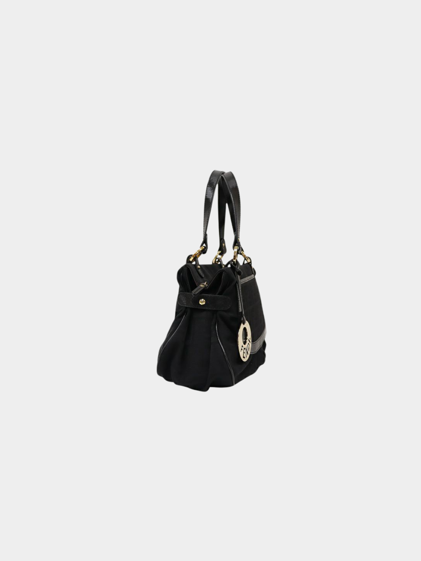 Fendi 2000s Black Nylon Leather Zucca Handbag