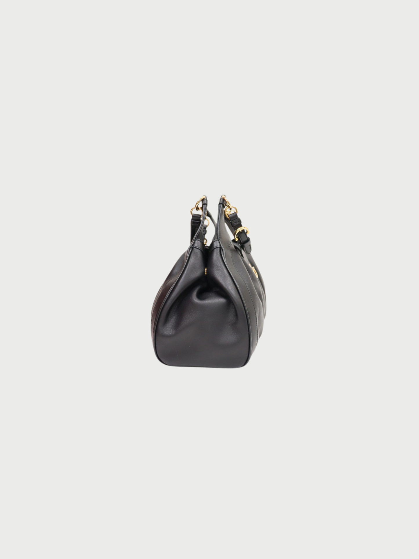 Salvatore Ferragamo 2000s Black Leather Gancini Hardware 2Way Bag