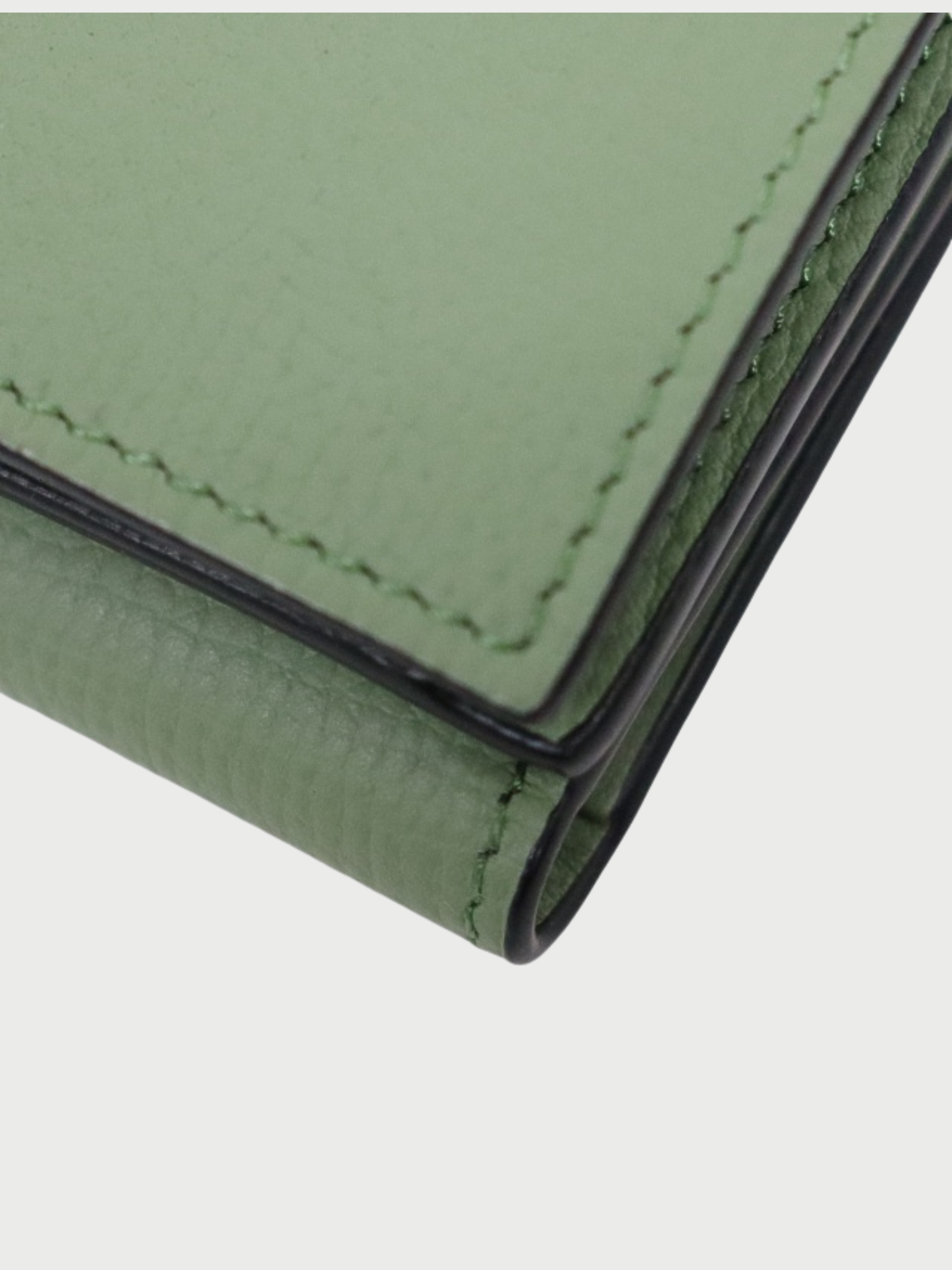 Loewe 2010s Green Leather Trifold Compact Wallet