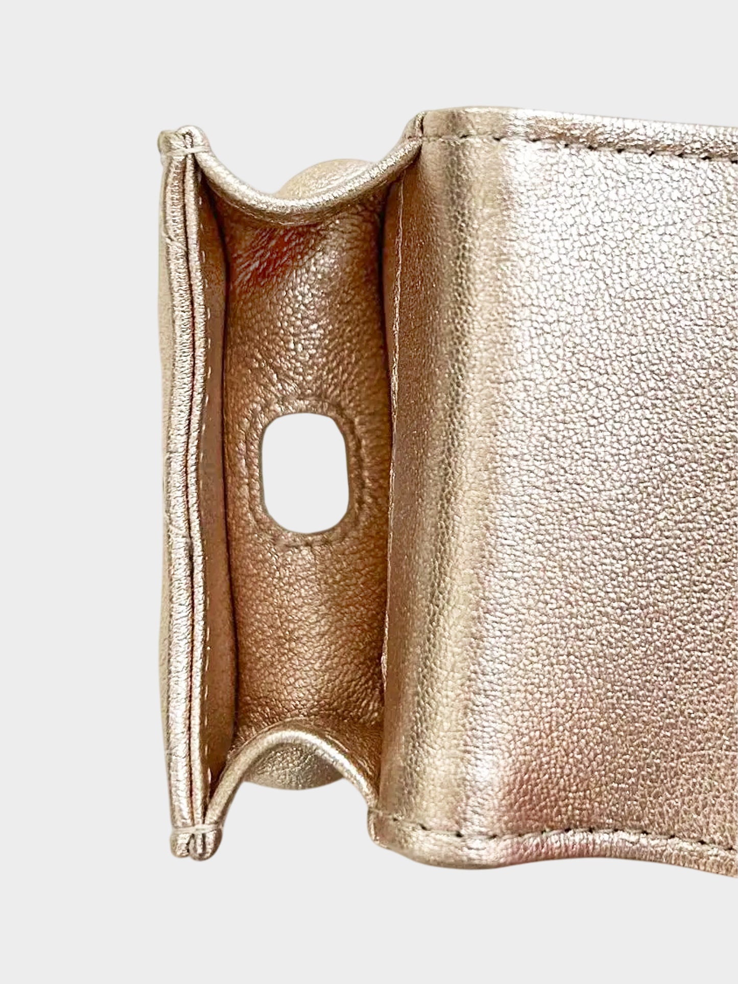 Chanel 2024 Metallic Champagne Gold VIP Clip-on coin Purse and Airpods Holder