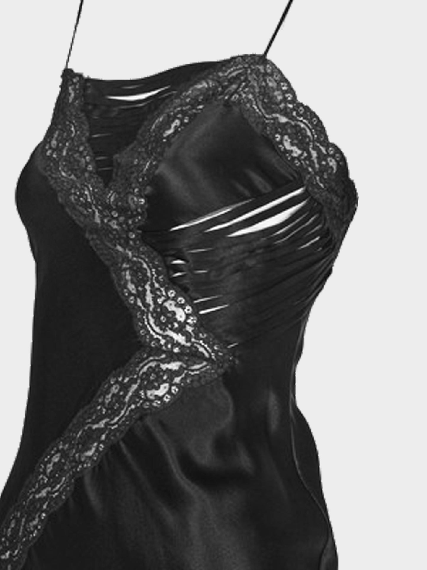 Christian Dior by John Galliano SS 2002 Black Satin and Lace Evening Dress