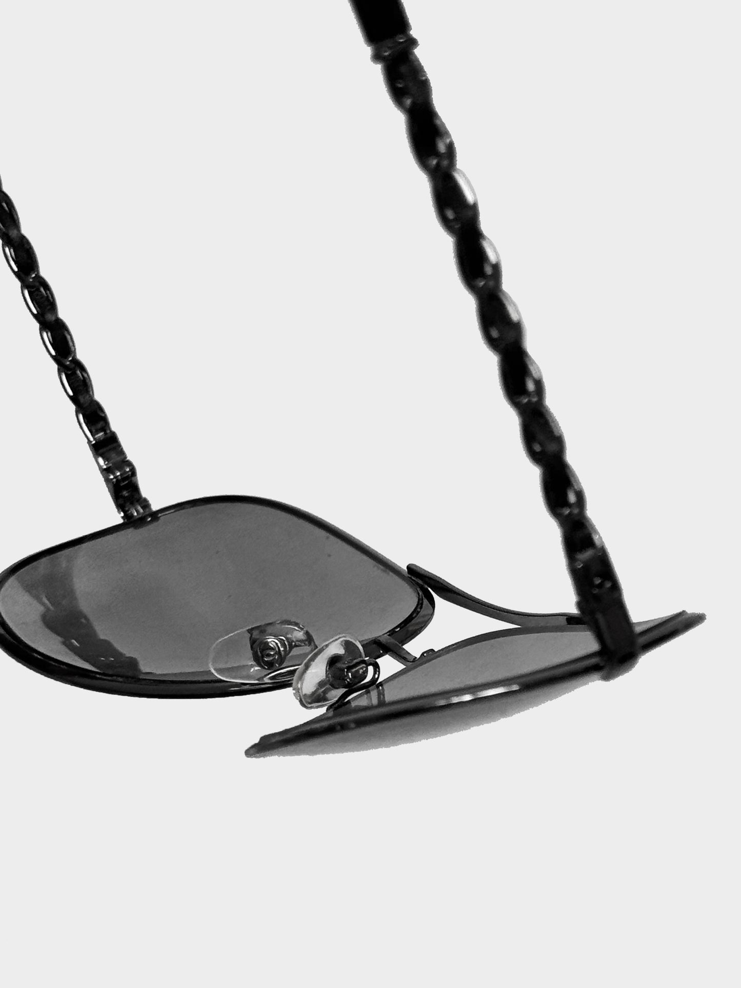 Chanel 2000s Black Metal Aviator Sunglasses