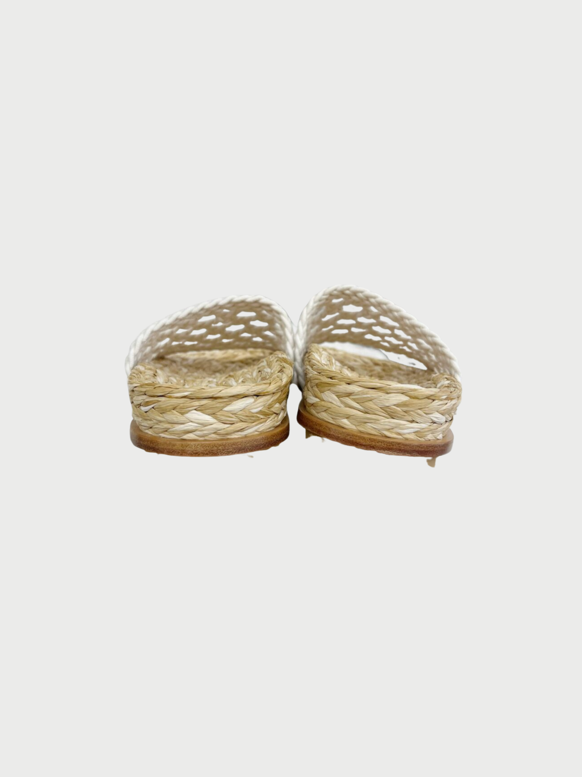 Chloé 2020s Cream Raffia Wavy Crochet Slides
