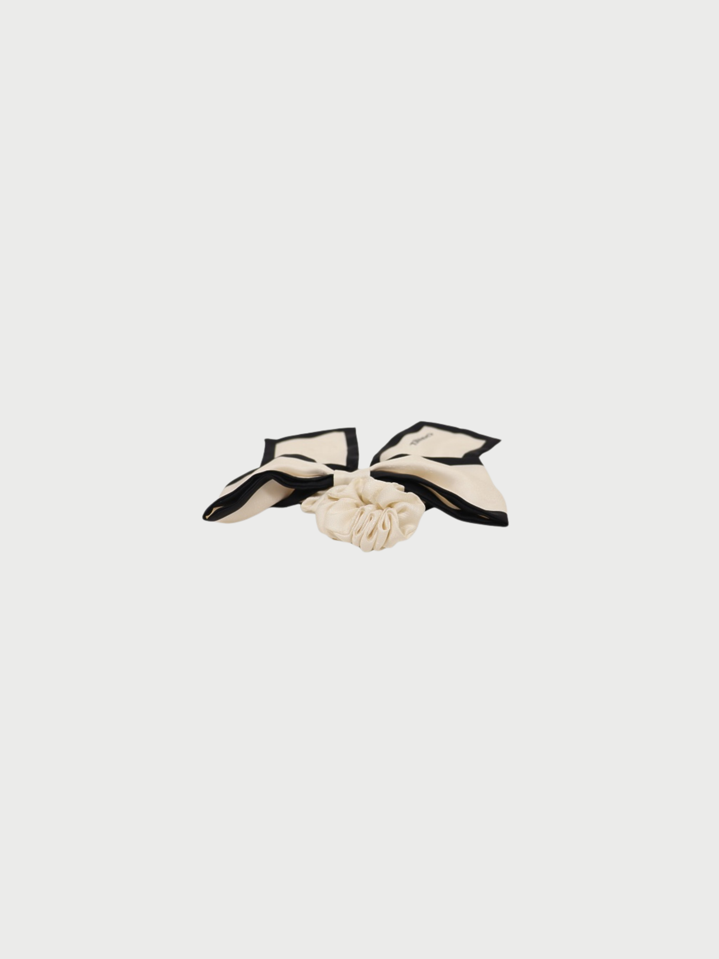 Chanel 2000s Black White Silk Camellia Scarf Scrunchie